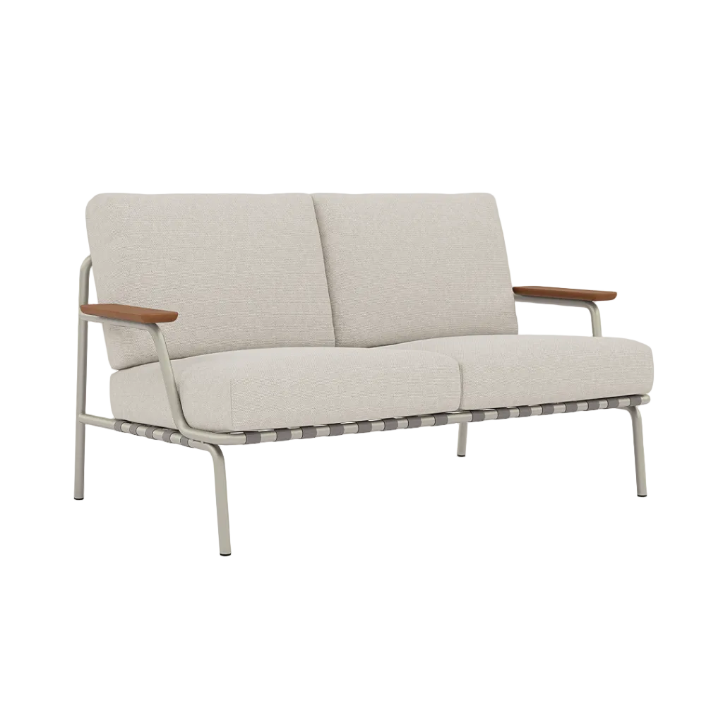 Sofa z podłokietnikami zewnętrzna 2-osobowa SETTLE jasnoszary z szarą podstawą