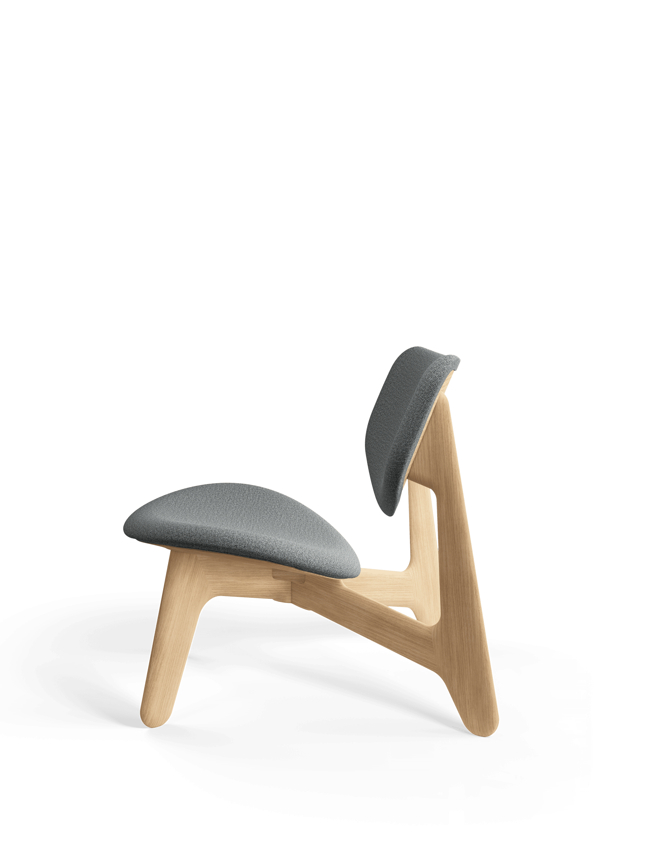 Fotel SLAB szary z dębową podstawą