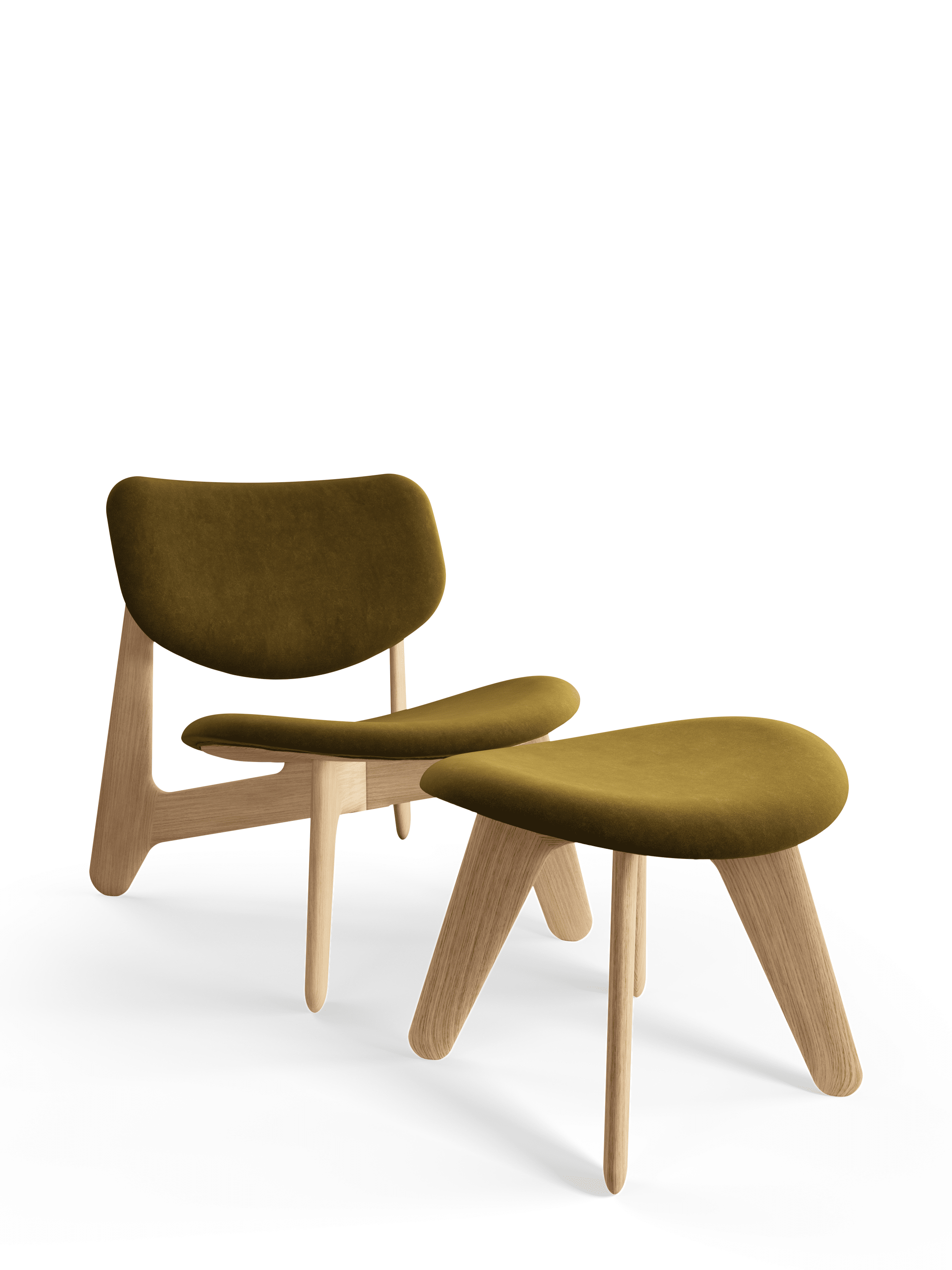 Sessel SLAB khaki mit Eichenbasis