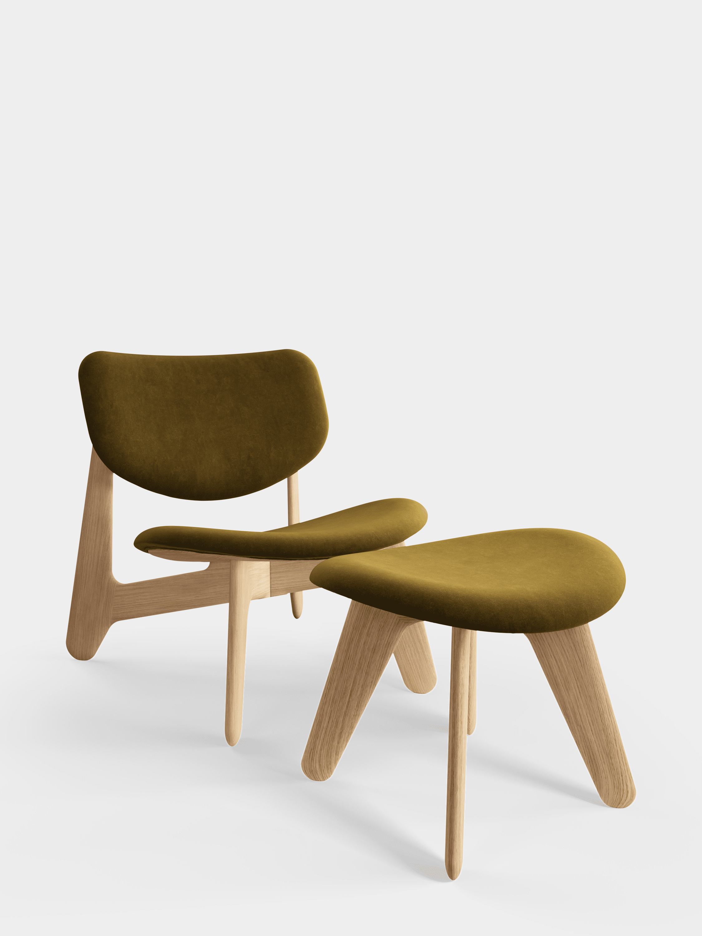 Fußstütze SLAB khaki mit Eichenbasis