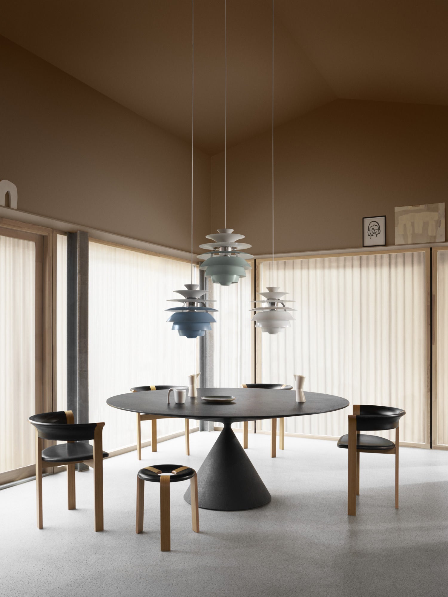 PH SNOWBALL pendant lamp dirty blue with chrome finish