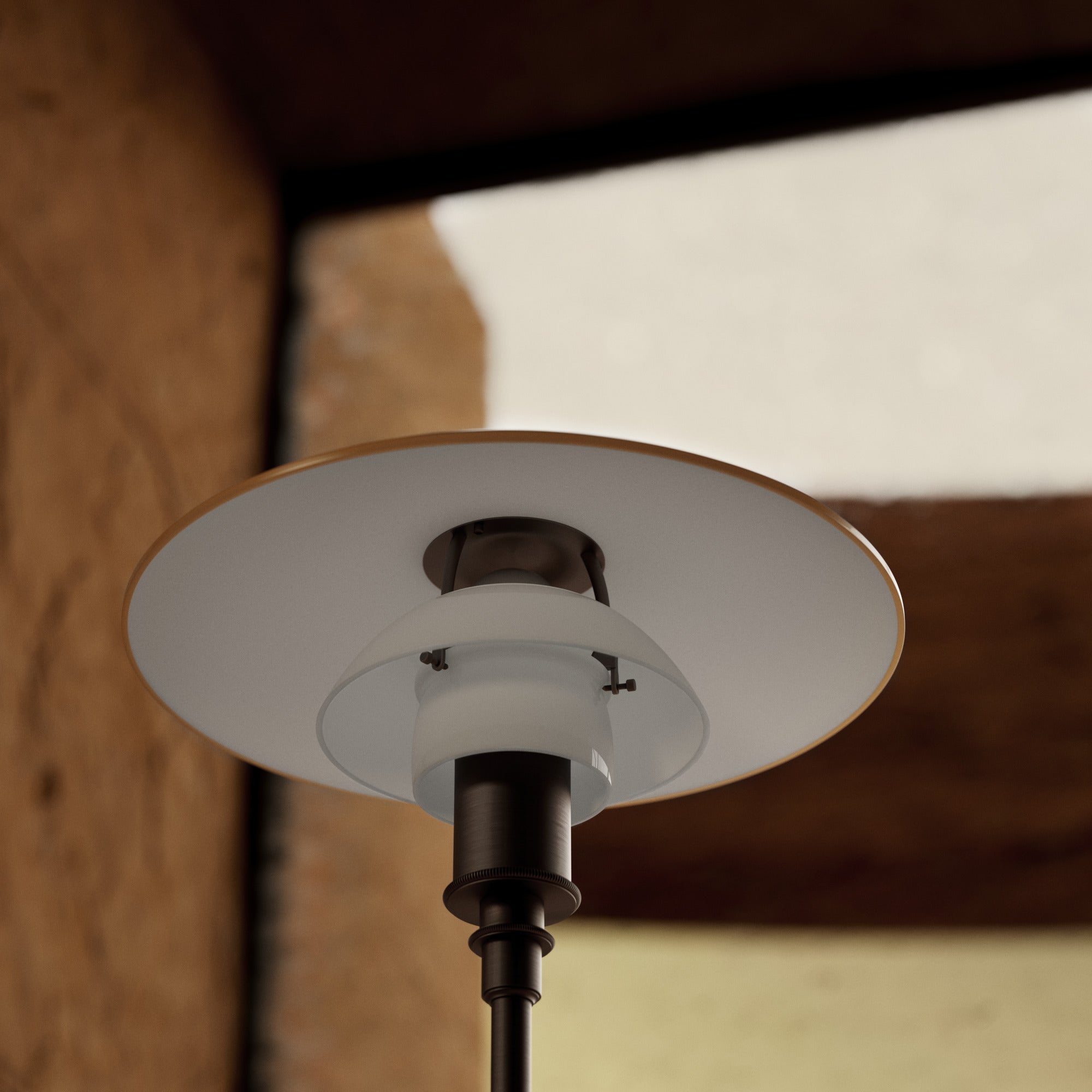Lampa stołowa PH 3/2 - edycja stulecia biały z pomarańczowym z brązową podstawą