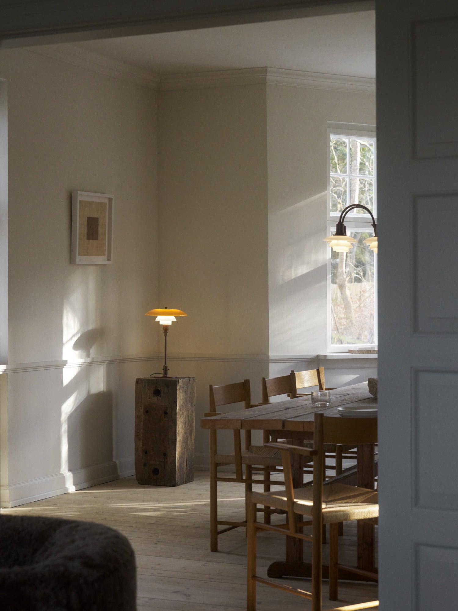 Lampa stołowa PH 3/2 - edycja stulecia biały z pomarańczowym z brązową podstawą