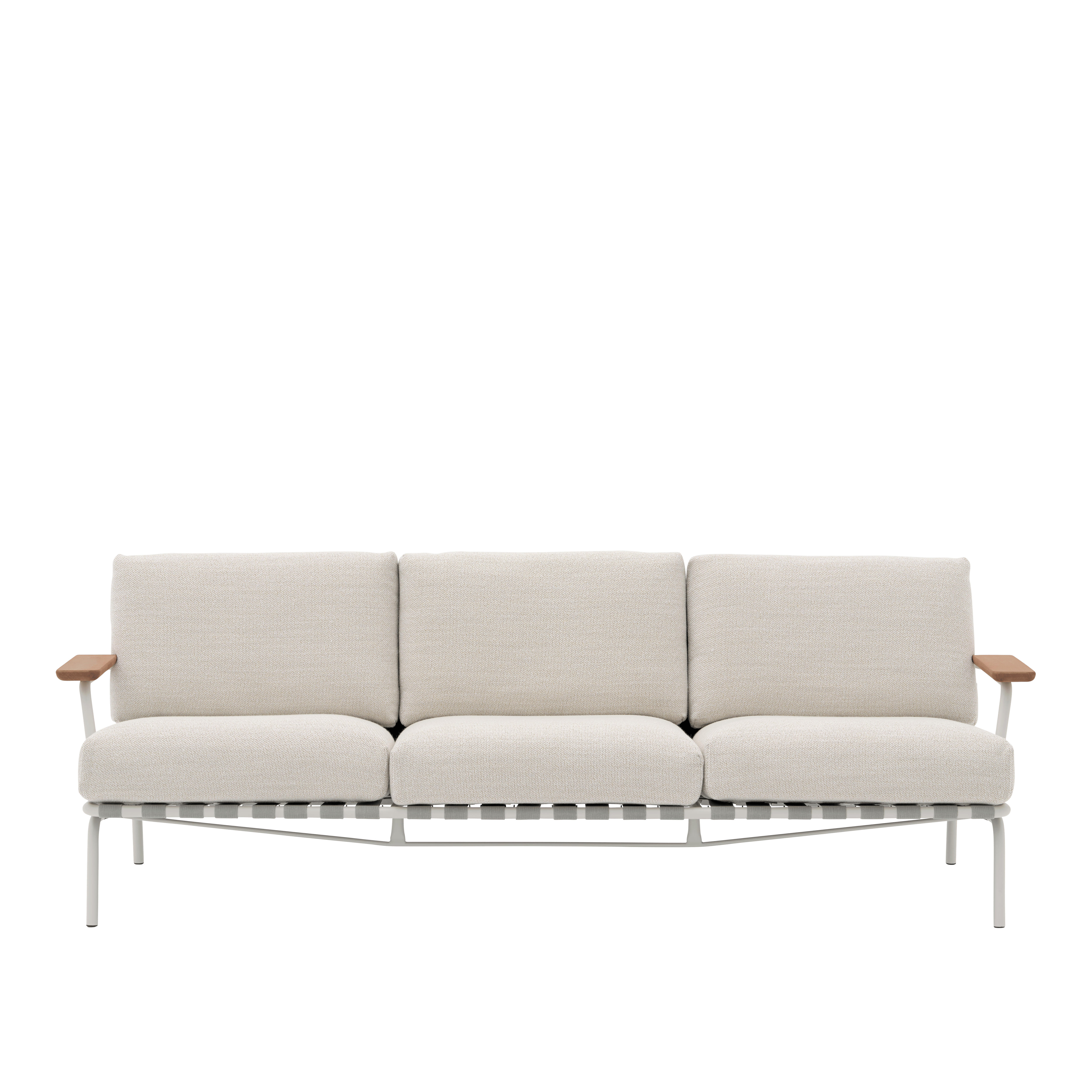 Sofa z podłokietnikami zewnętrzna 3-osobowa SETTLE jasnoszary z szarą podstawą