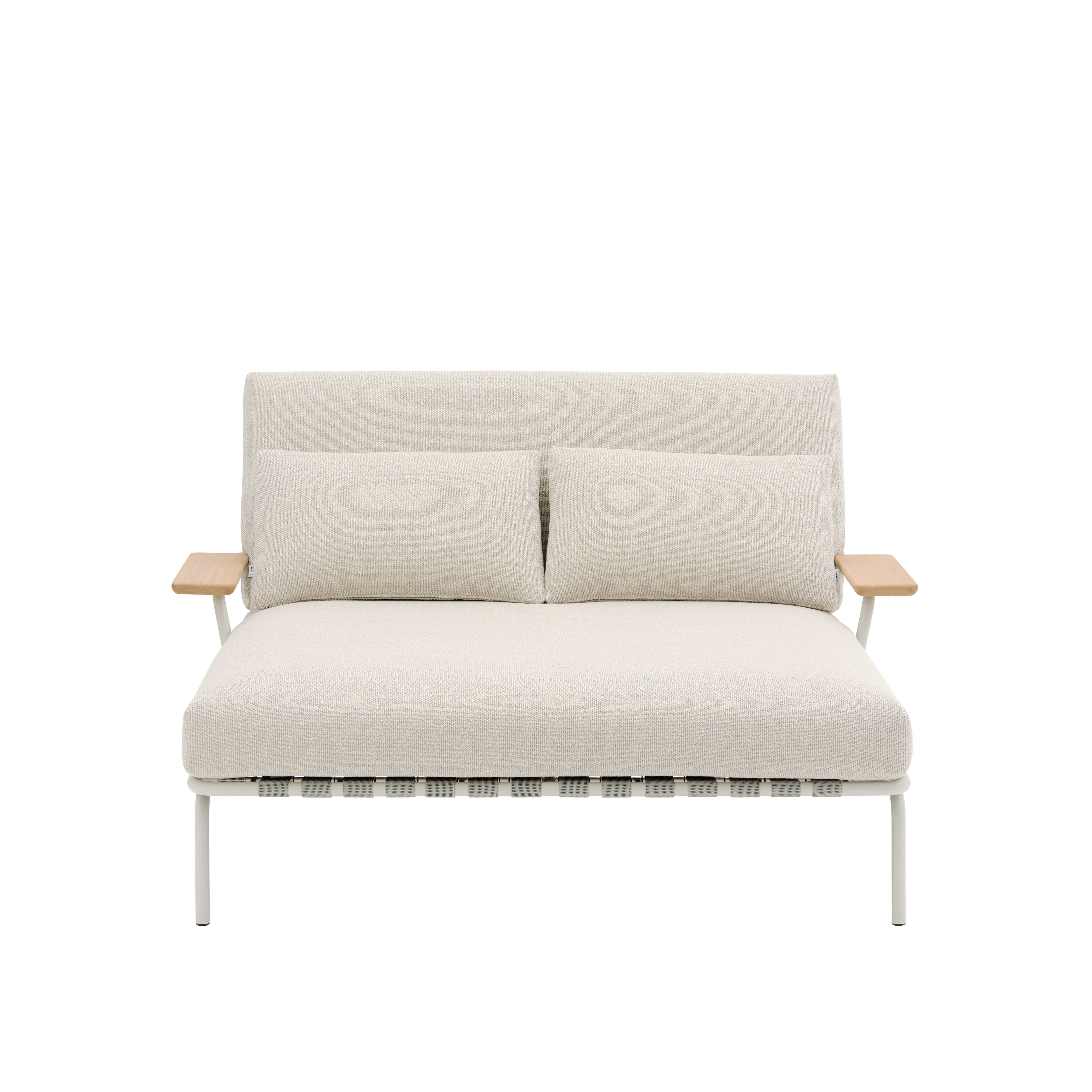 Outdoor Daybed with Armrests SETTLE Light Gray with Gray Base