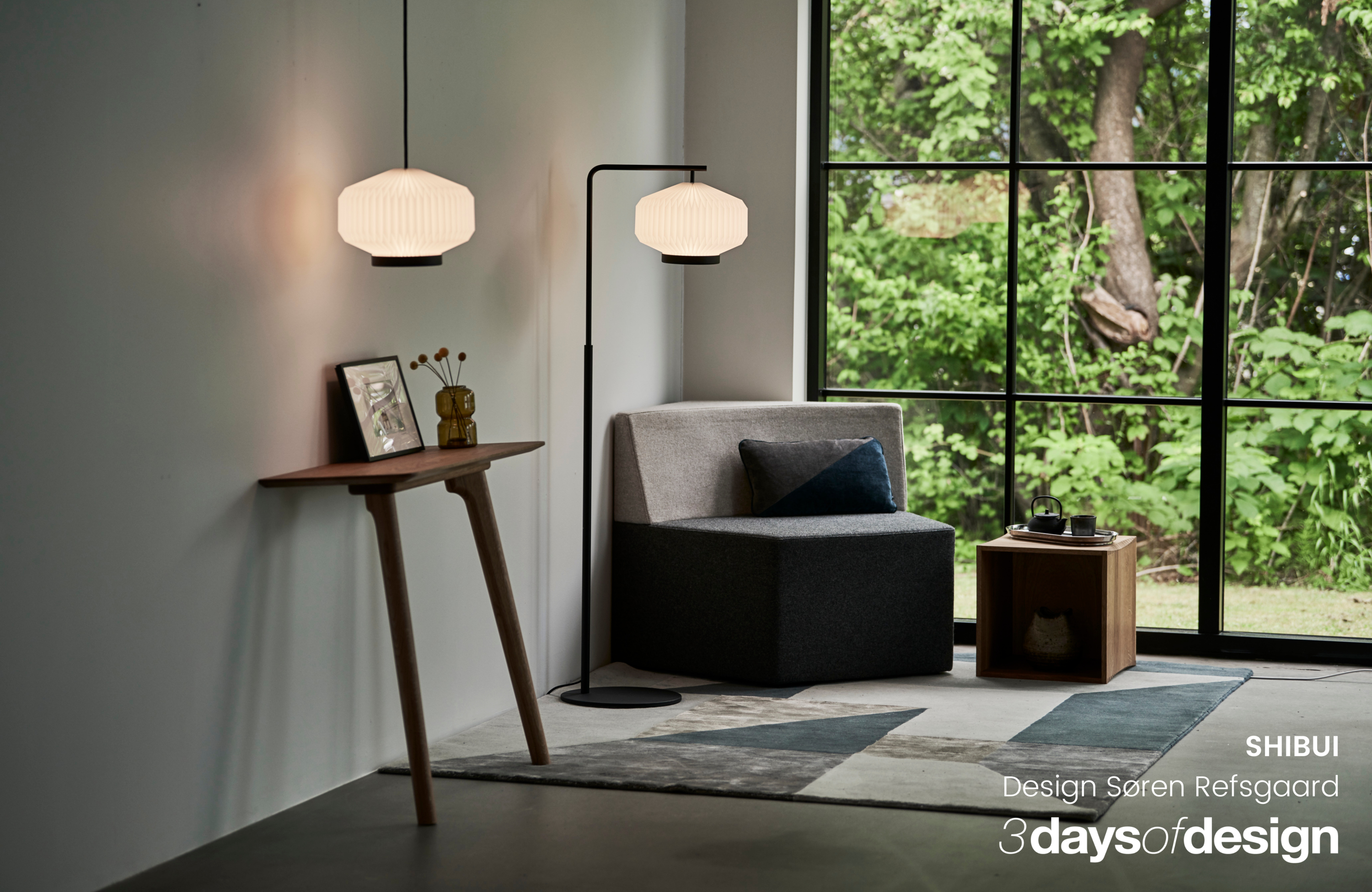 Lampa podłogowa MODEL 386 SHIBUI biały z czarną podstawą