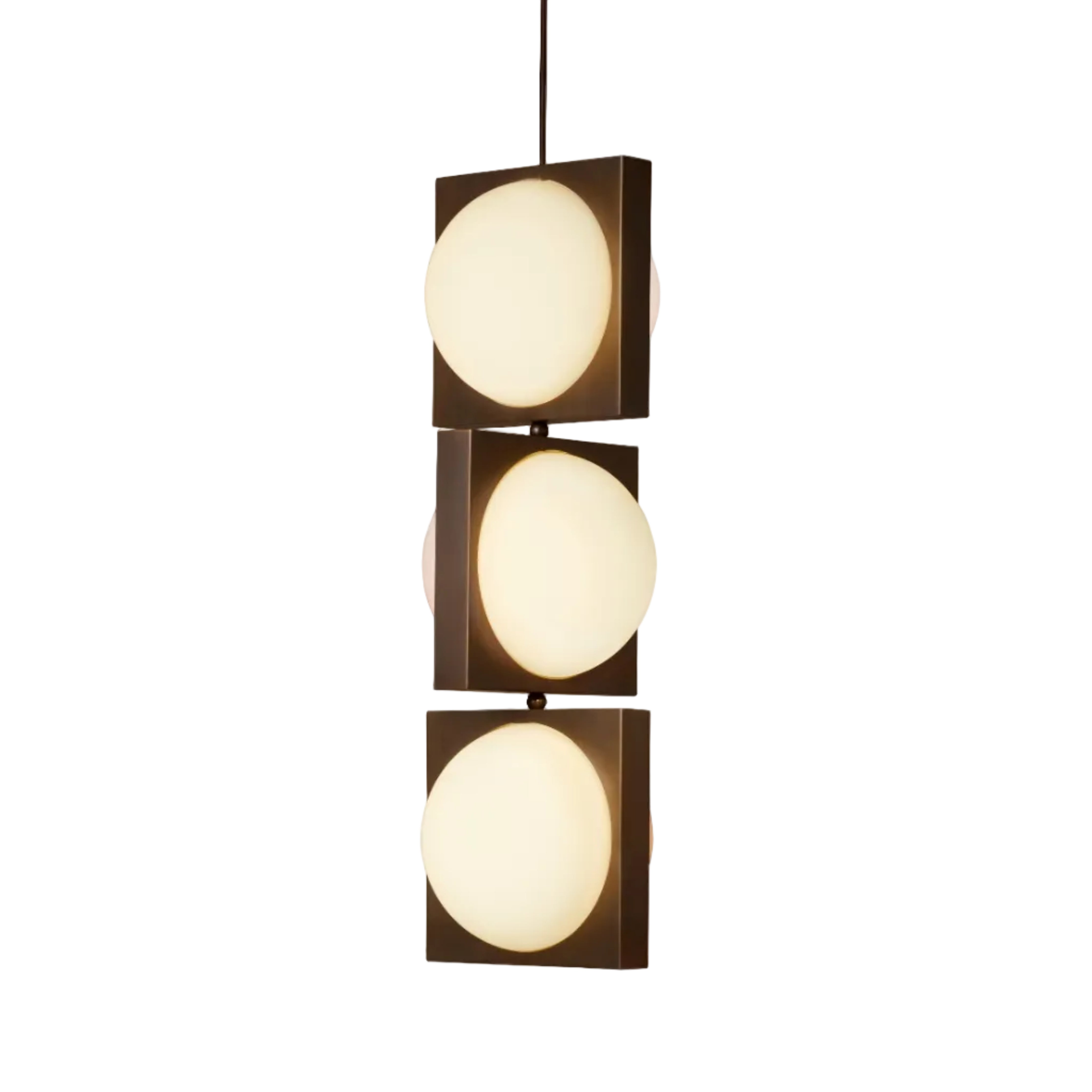 Lampa wisząca SOLSTICE TRIO opalowy klosz z czernionym mosiądzem