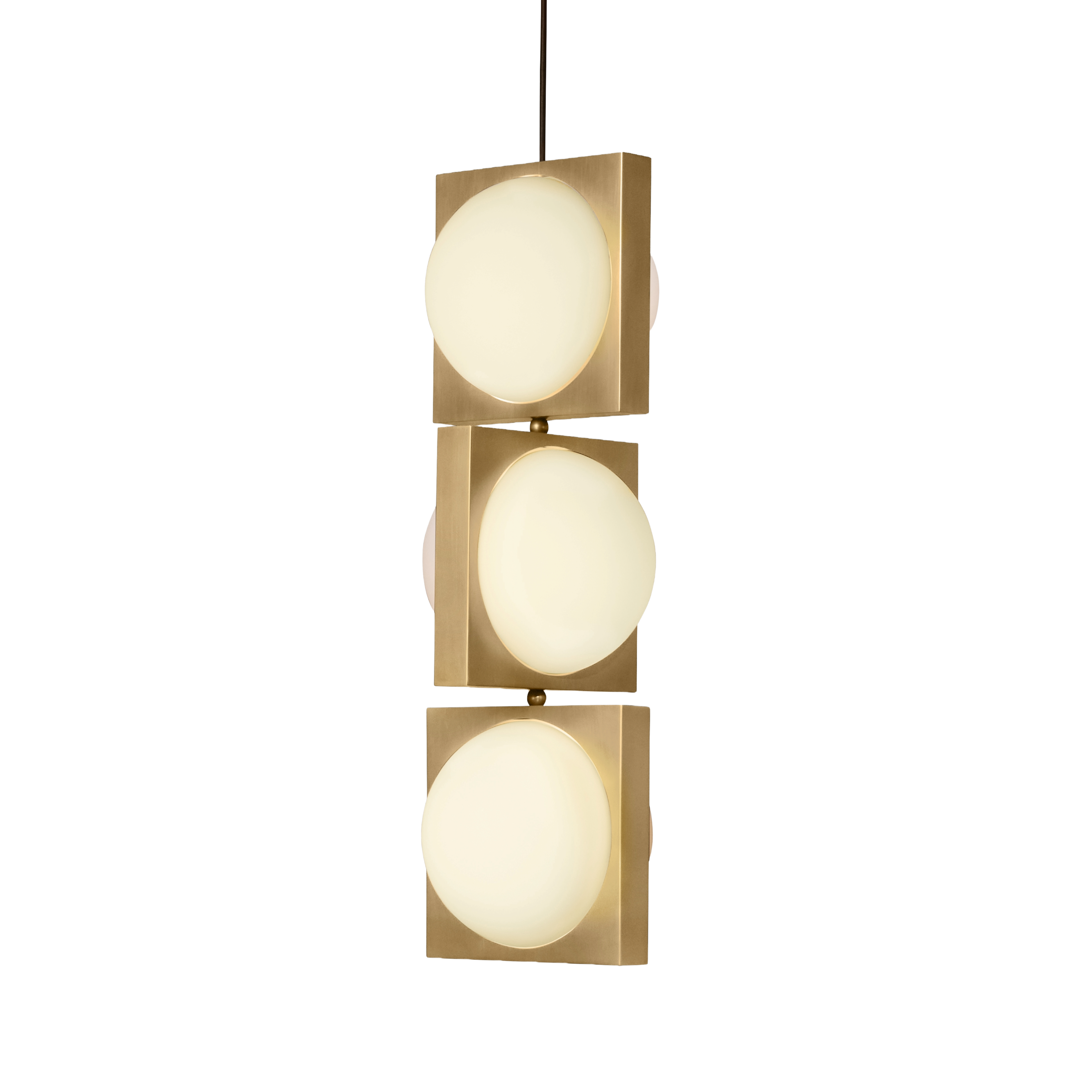 Lampa wisząca SOLSTICE TRIO opalowy klosz z mosiądzem
