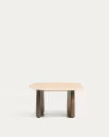 PIRITA Side Table in Travertine with Dark Wooden Base