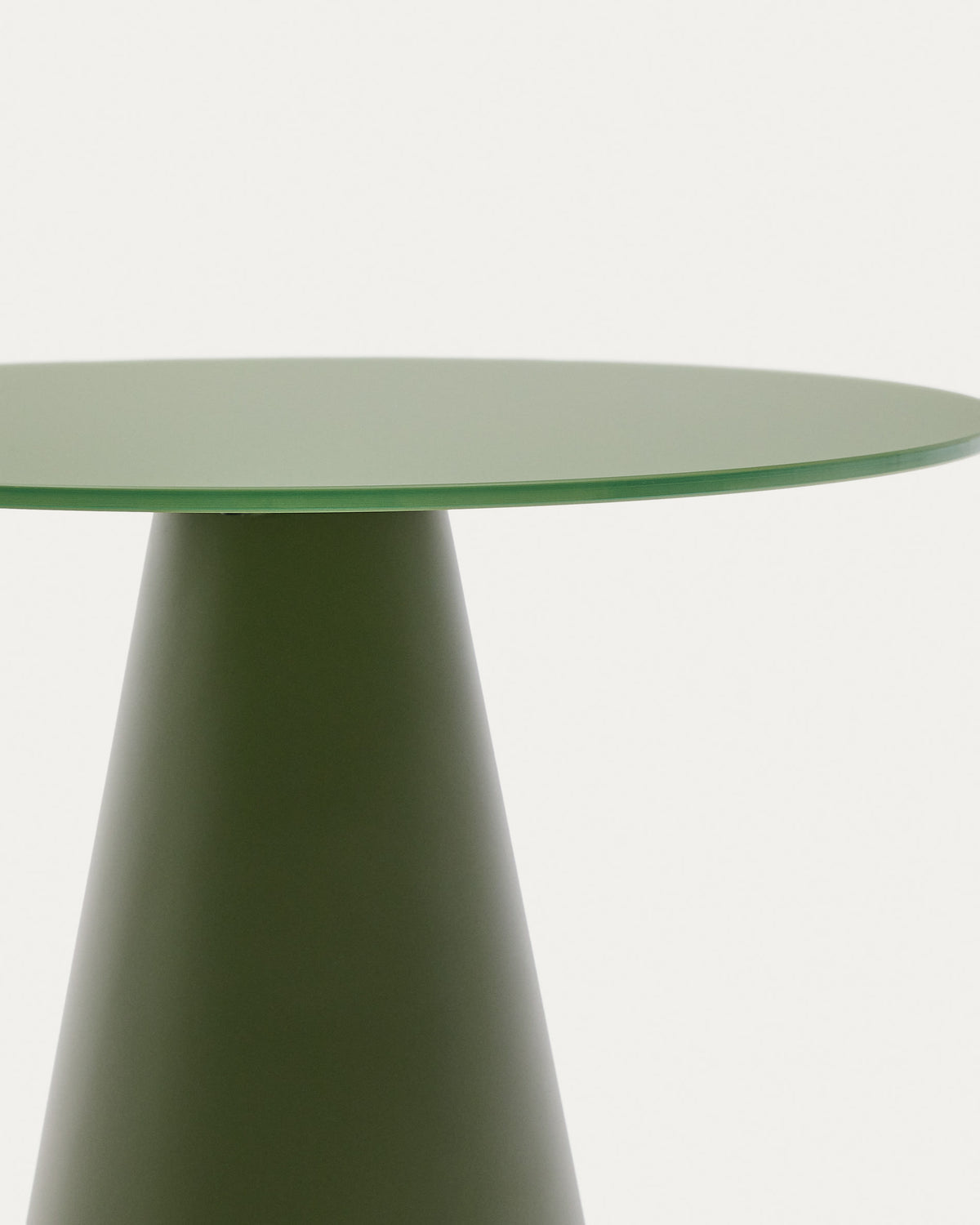 Stolik boczny okrągły WILSHIRE zielone matowe szkło hartowane – ujęcie 10