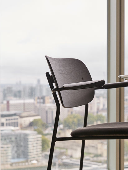 Armchair CO oak veneer with chrome base