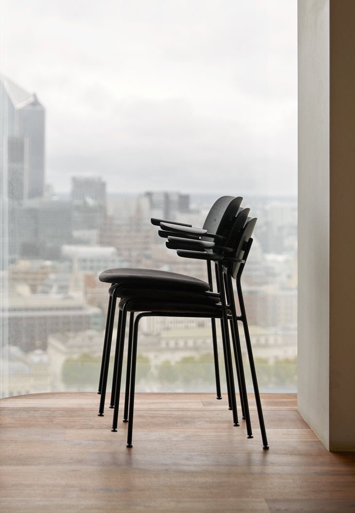 Armchair CO oak veneer with chrome base