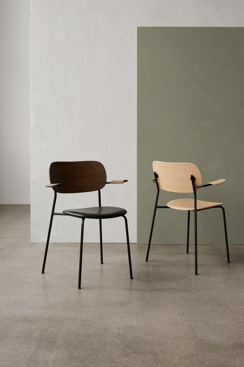 Armchair CO oak veneer with chrome base