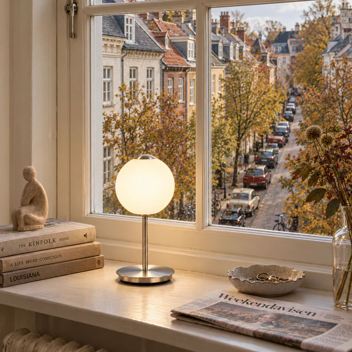 Lampa przenośna AUDREY MOVE biały ze srebrną wstawką