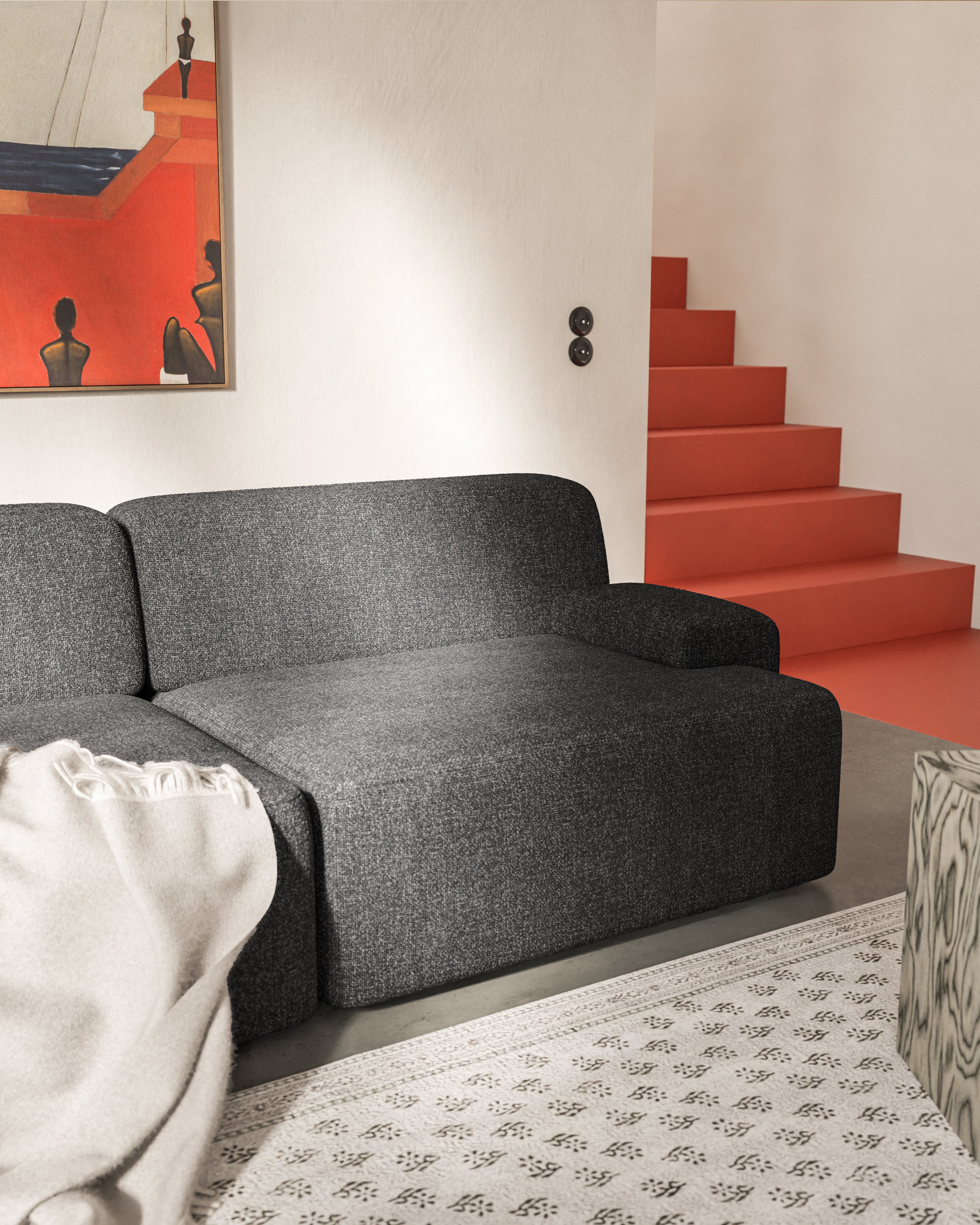 UMI gray modular 2-seater sofa