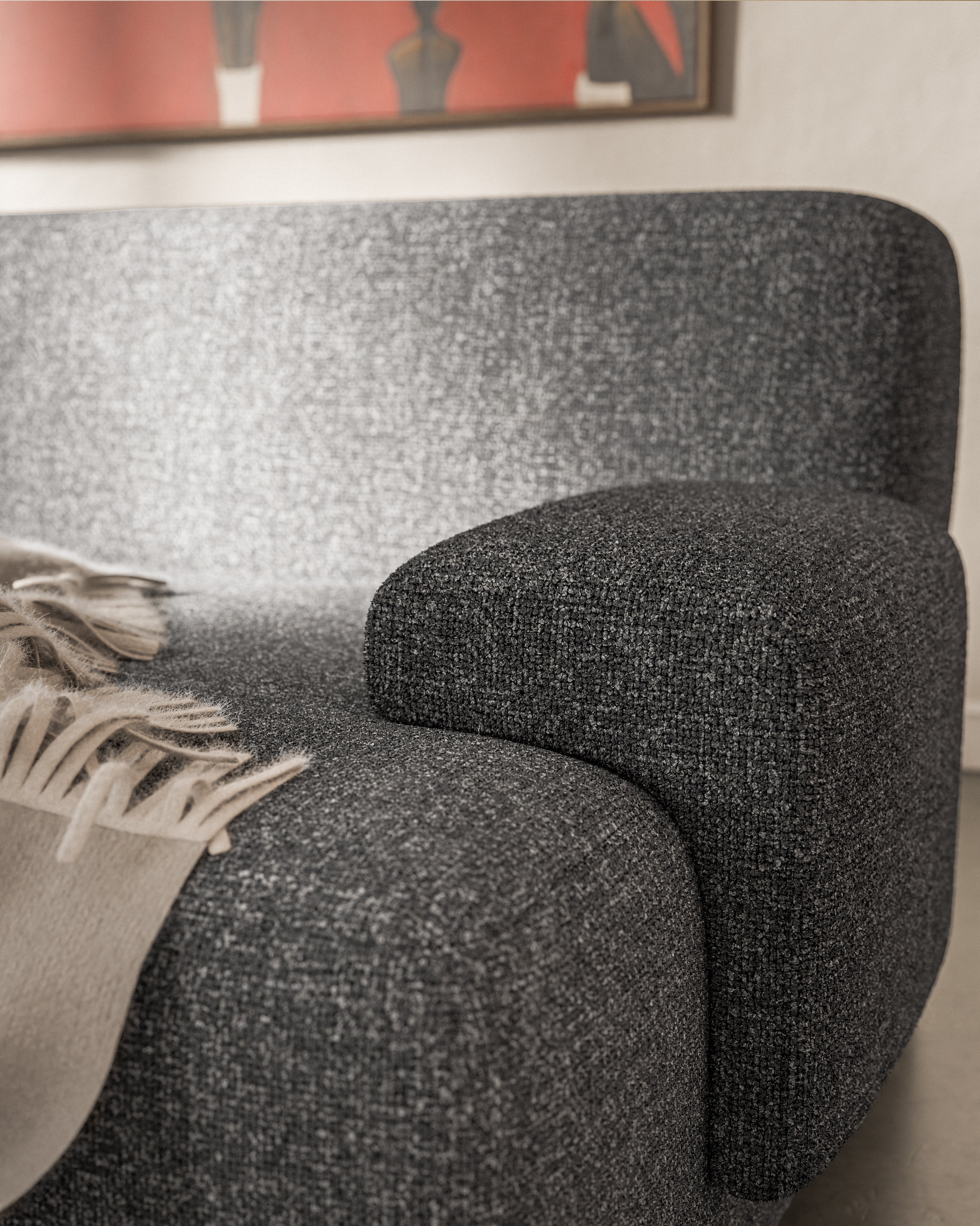 UMI gray modular 2-seater sofa