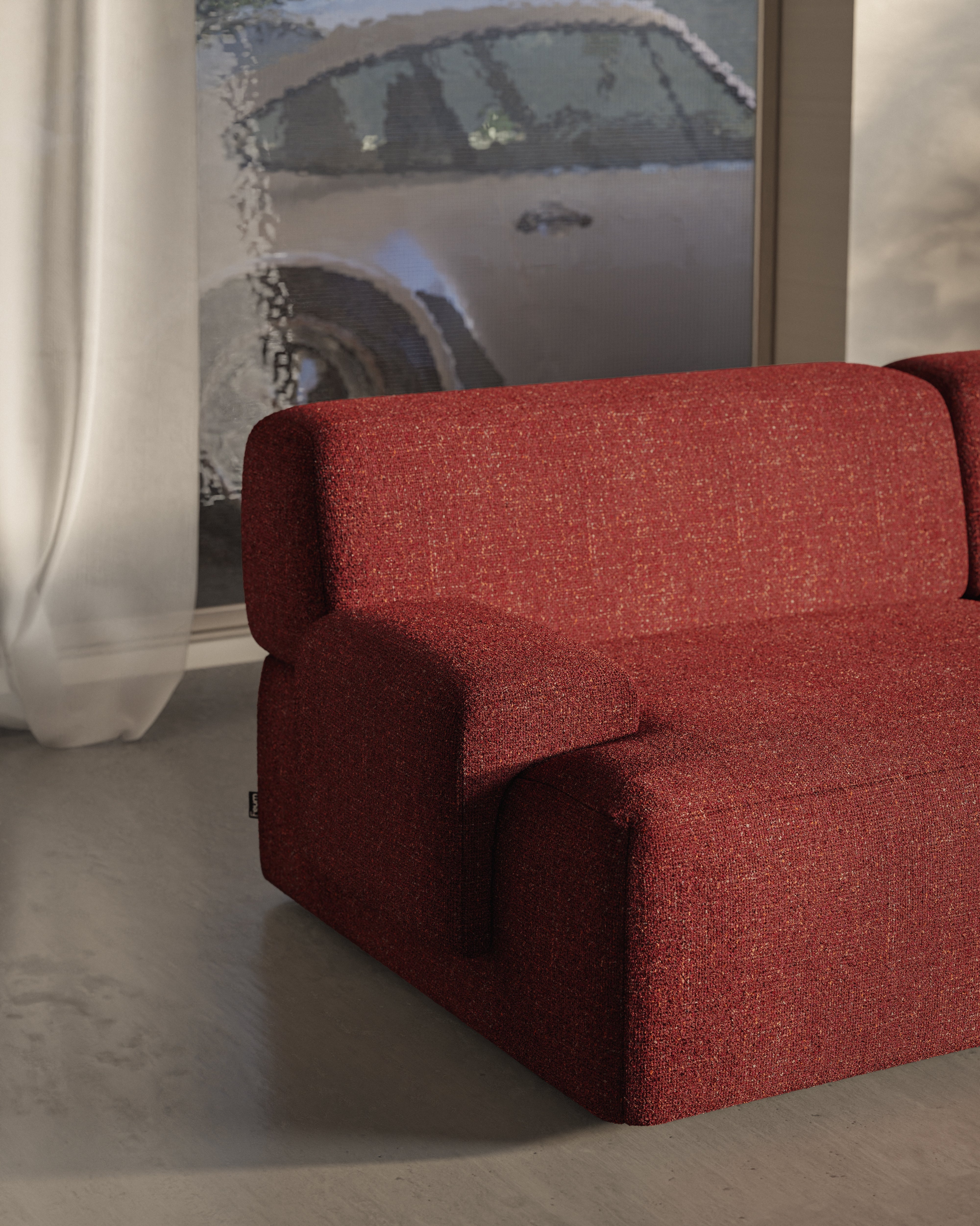 Sofa modułowa 3-osobowa UMI kasztanowy czerwony