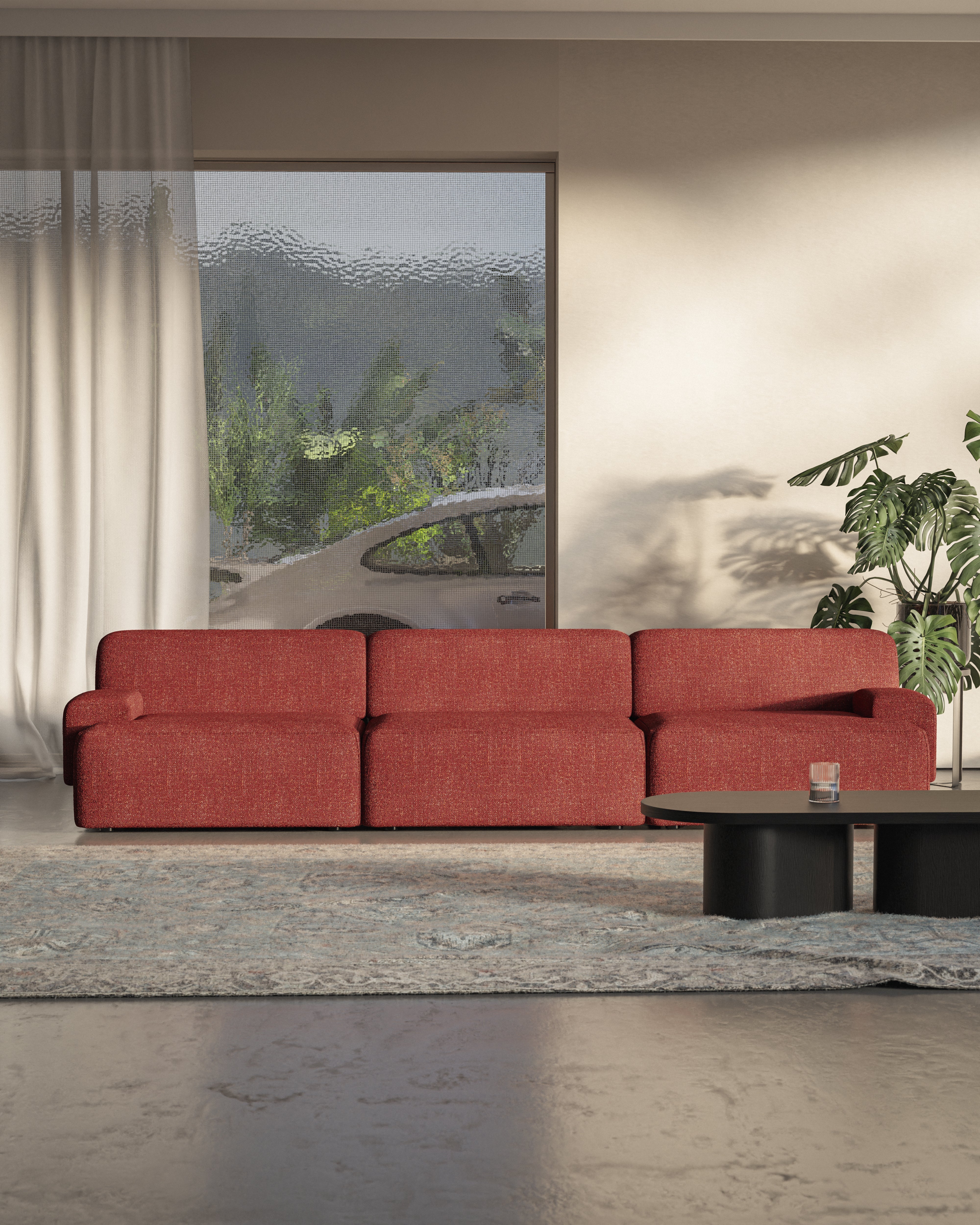 Sofa modułowa 3-osobowa UMI kasztanowy czerwony
