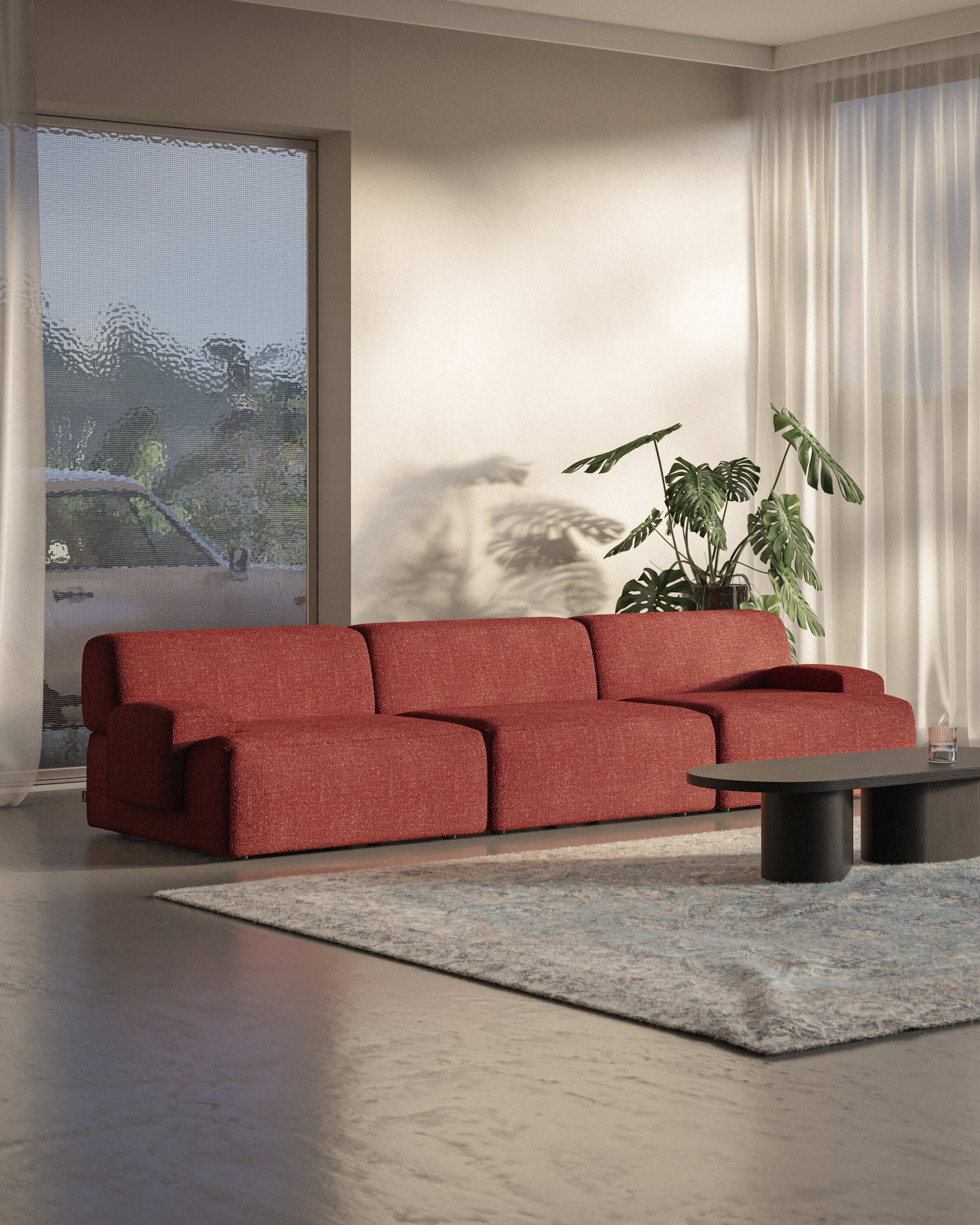 Sofa modułowa 3-osobowa UMI kasztanowy czerwony
