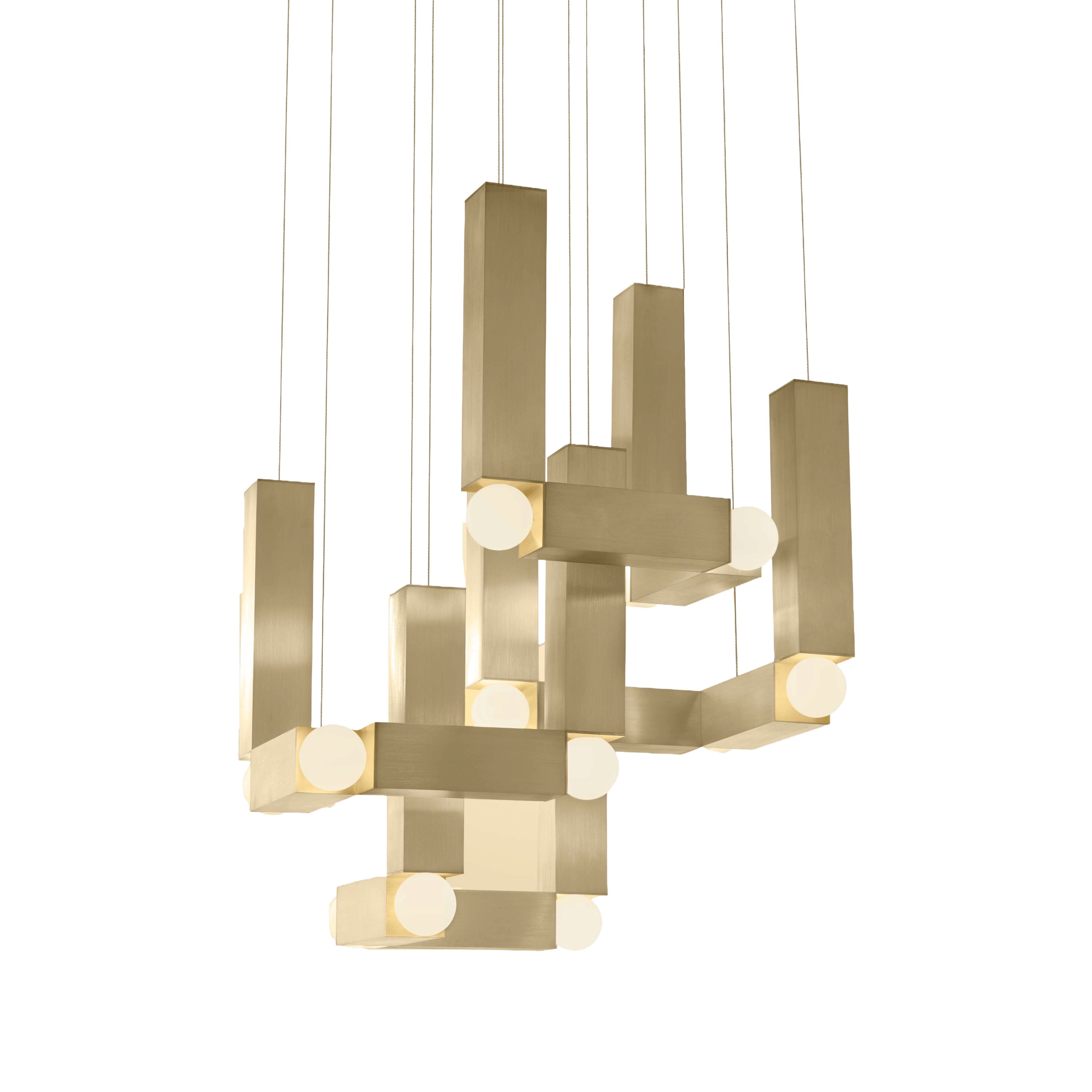 Lampa wisząca VESPER QUATTRO opalowy klosz ze złotym wykończeniem