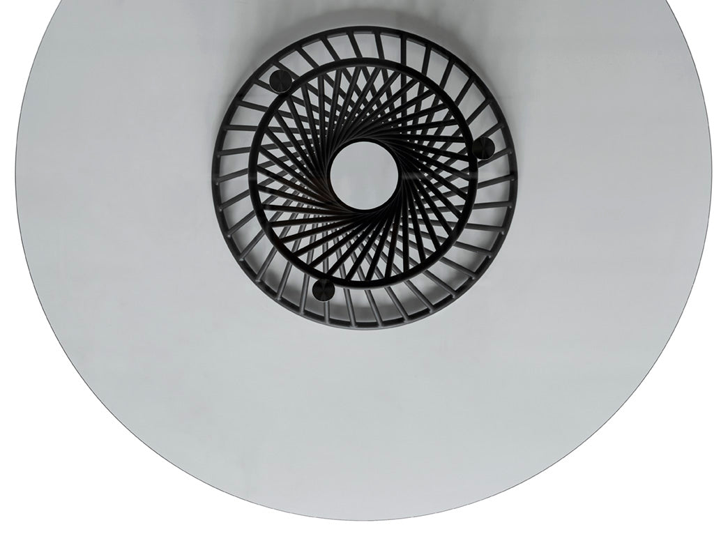 Stół okrągły VORTEX szklany przydymiony blat z czarną podstawą