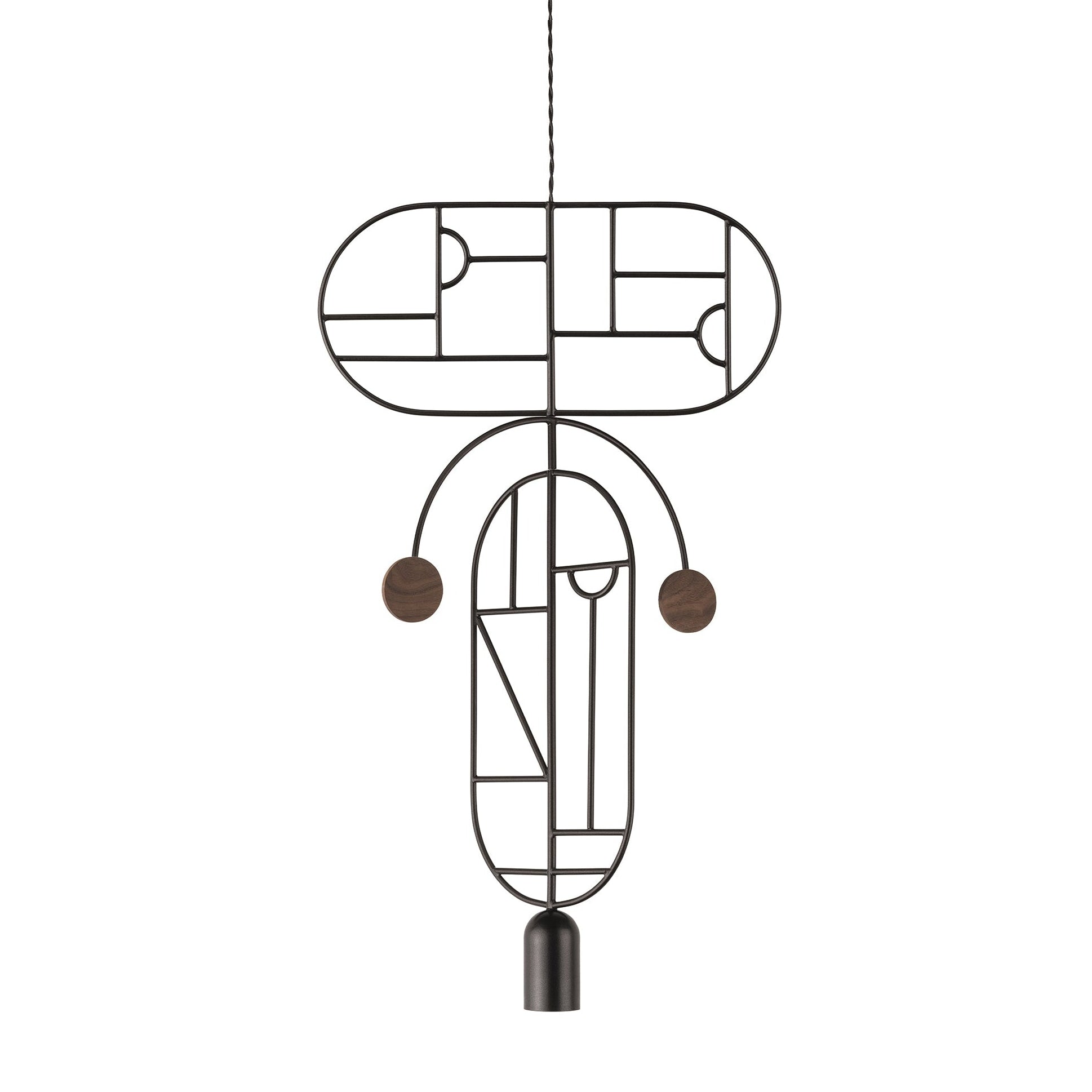 WOODEN DOTS WDS09 pendant lamp in graphite with walnut wood