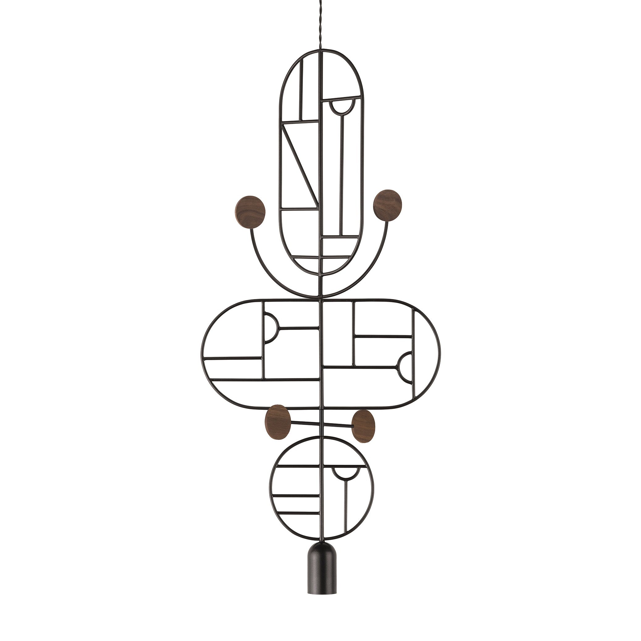 Lampa wisząca WOODEN DOTS WDS15 grafitowy z drewnem orzechowym