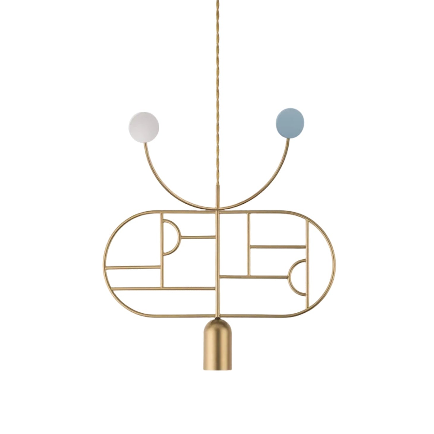 WOODEN DOTS WD08 Pendant Lamp in Brass with Blue and White