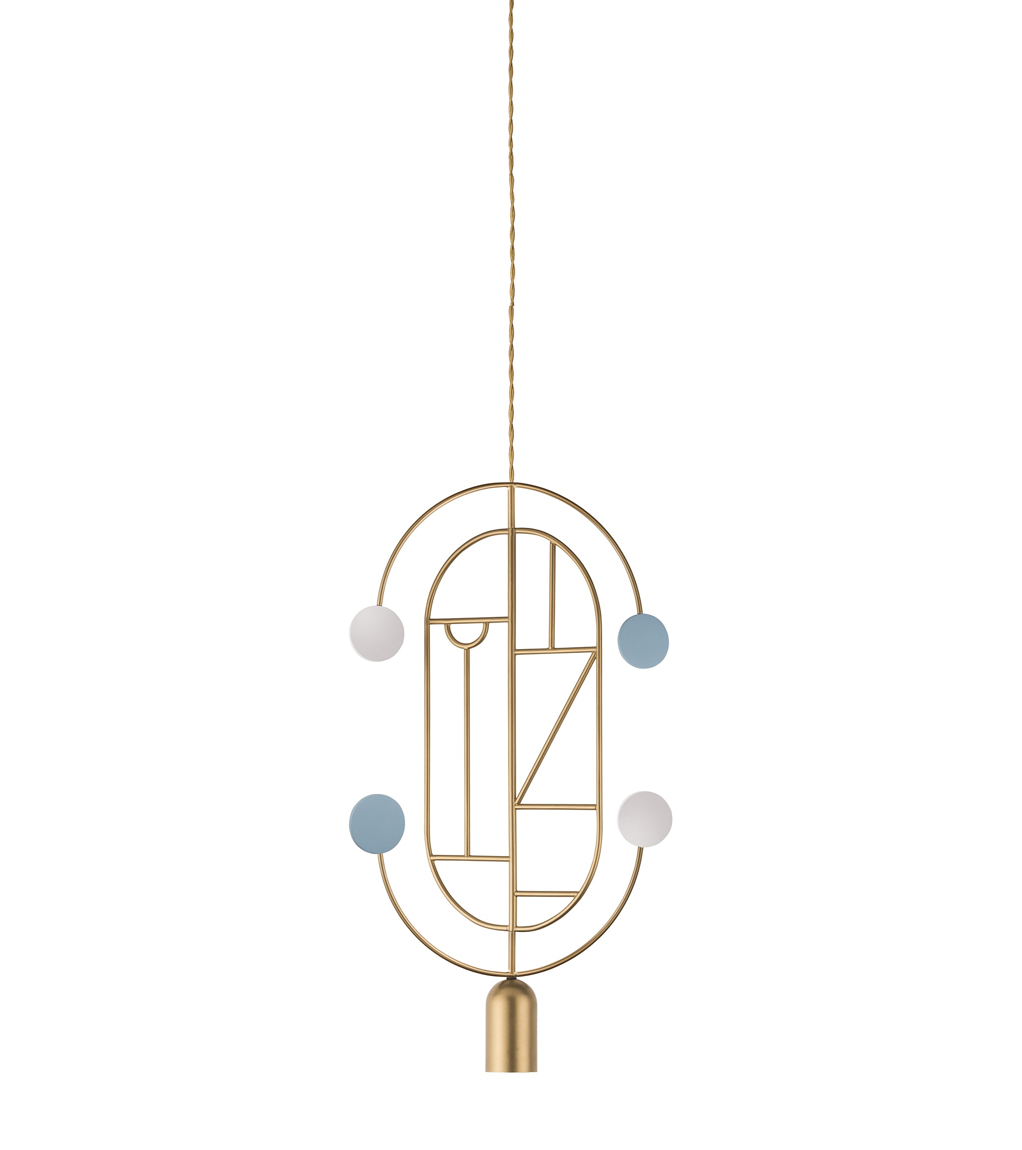 WOODEN DOTS WDS04 Pendant Lamp in Brass with White and Blue