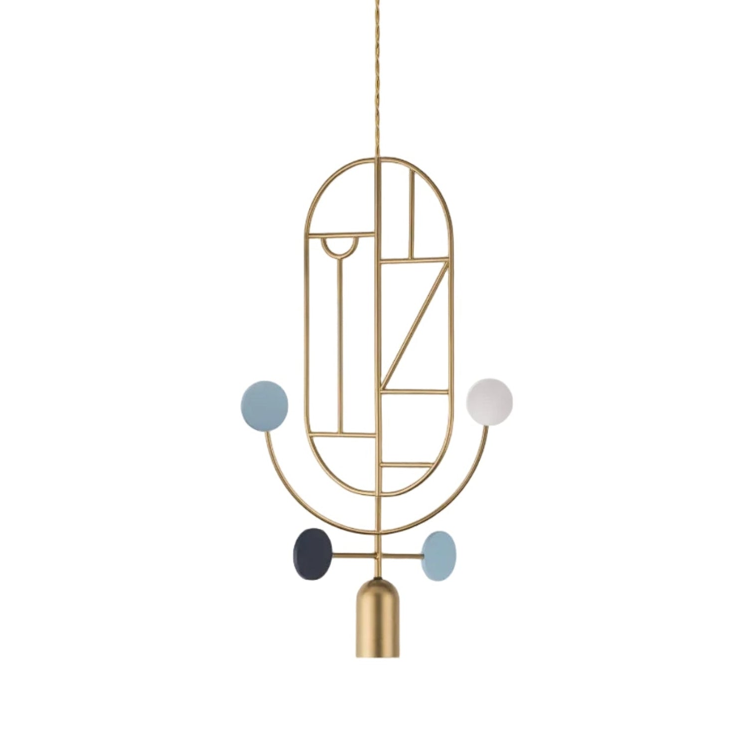 WOODEN DOTS WDS05 Pendant Lamp in Brass with White and Blue