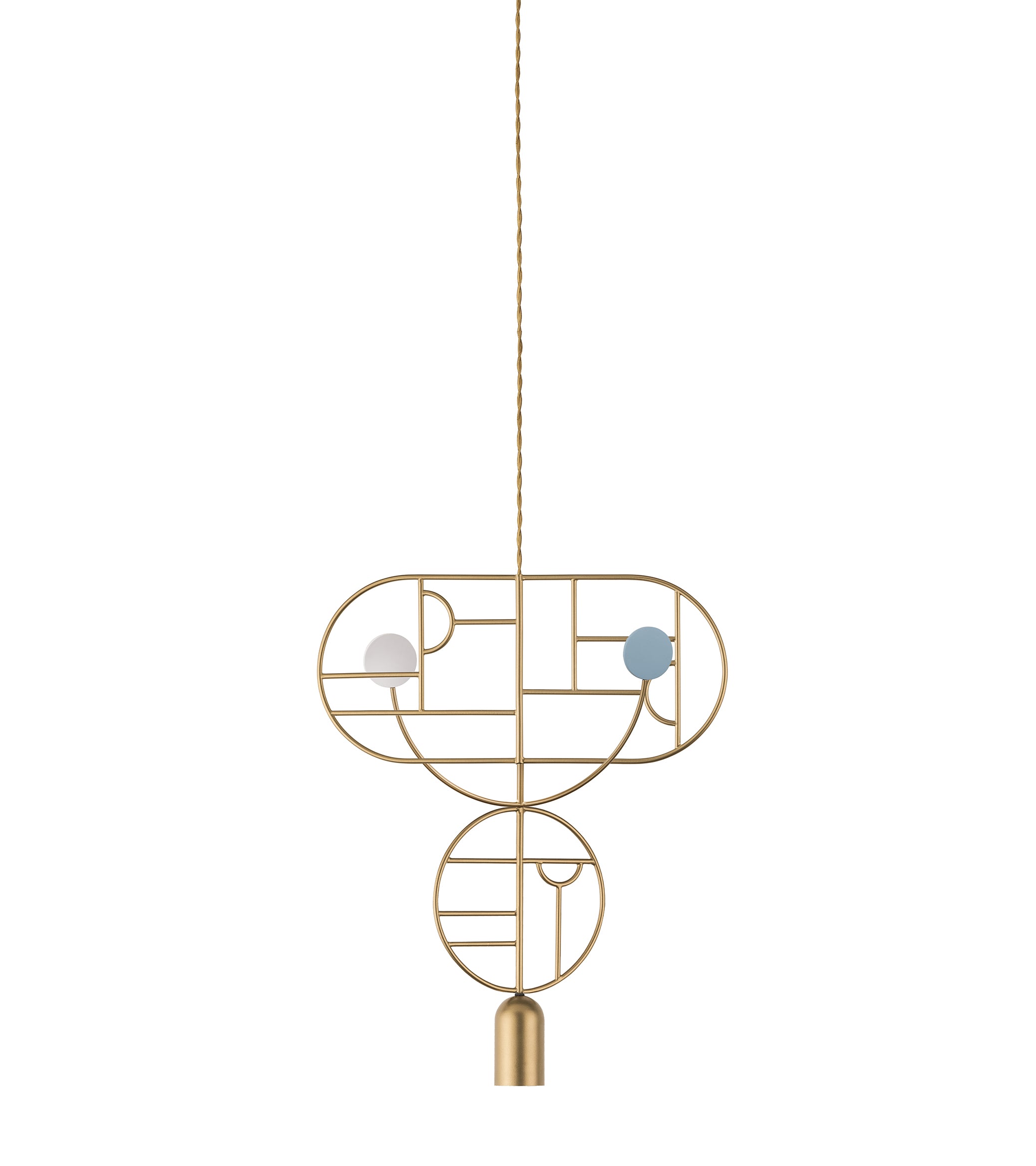 WOODEN DOTS WDS07 Pendant Lamp in Brass with White and Blue