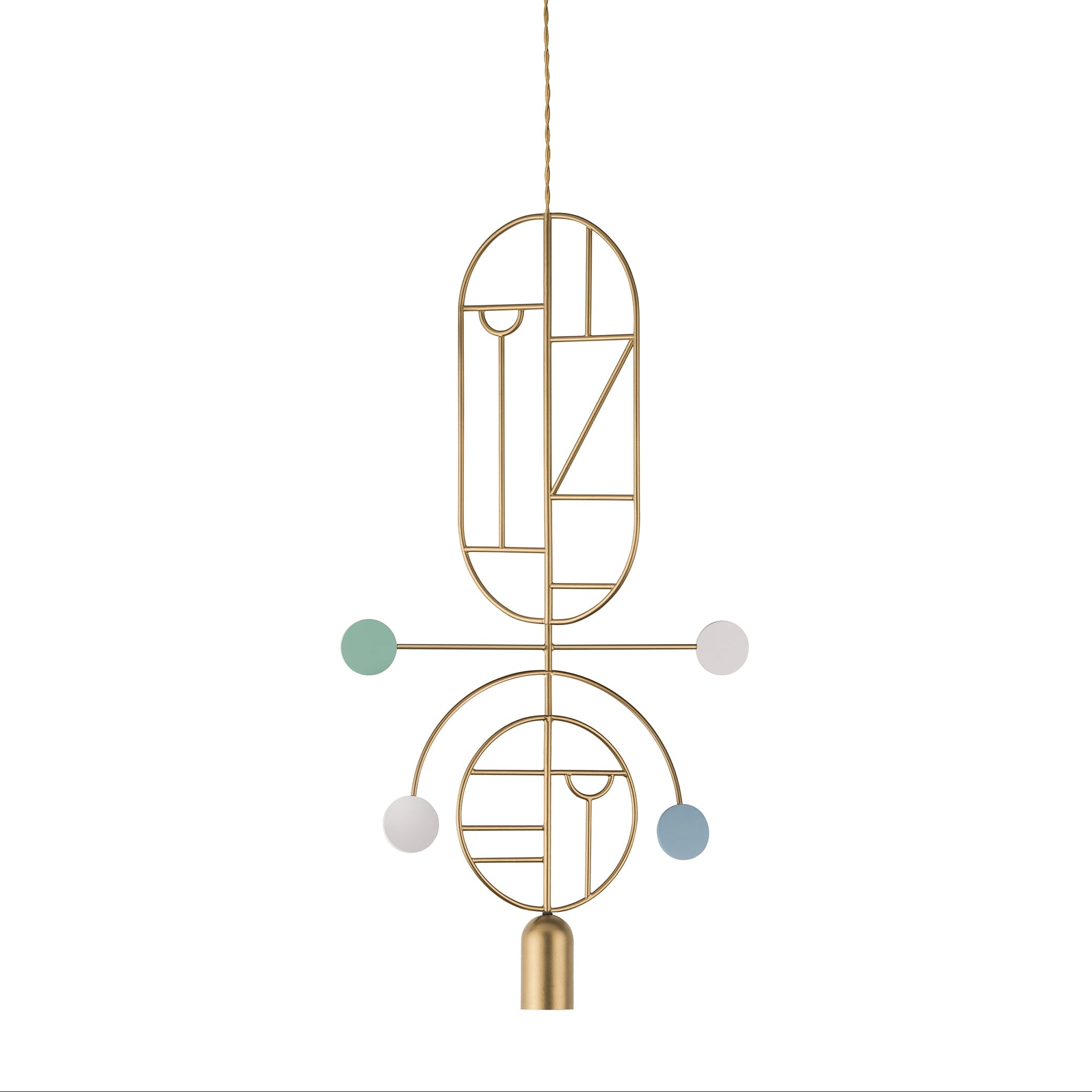 WOODEN DOTS WDS08 Pendant Lamp in Brass with White and Blue
