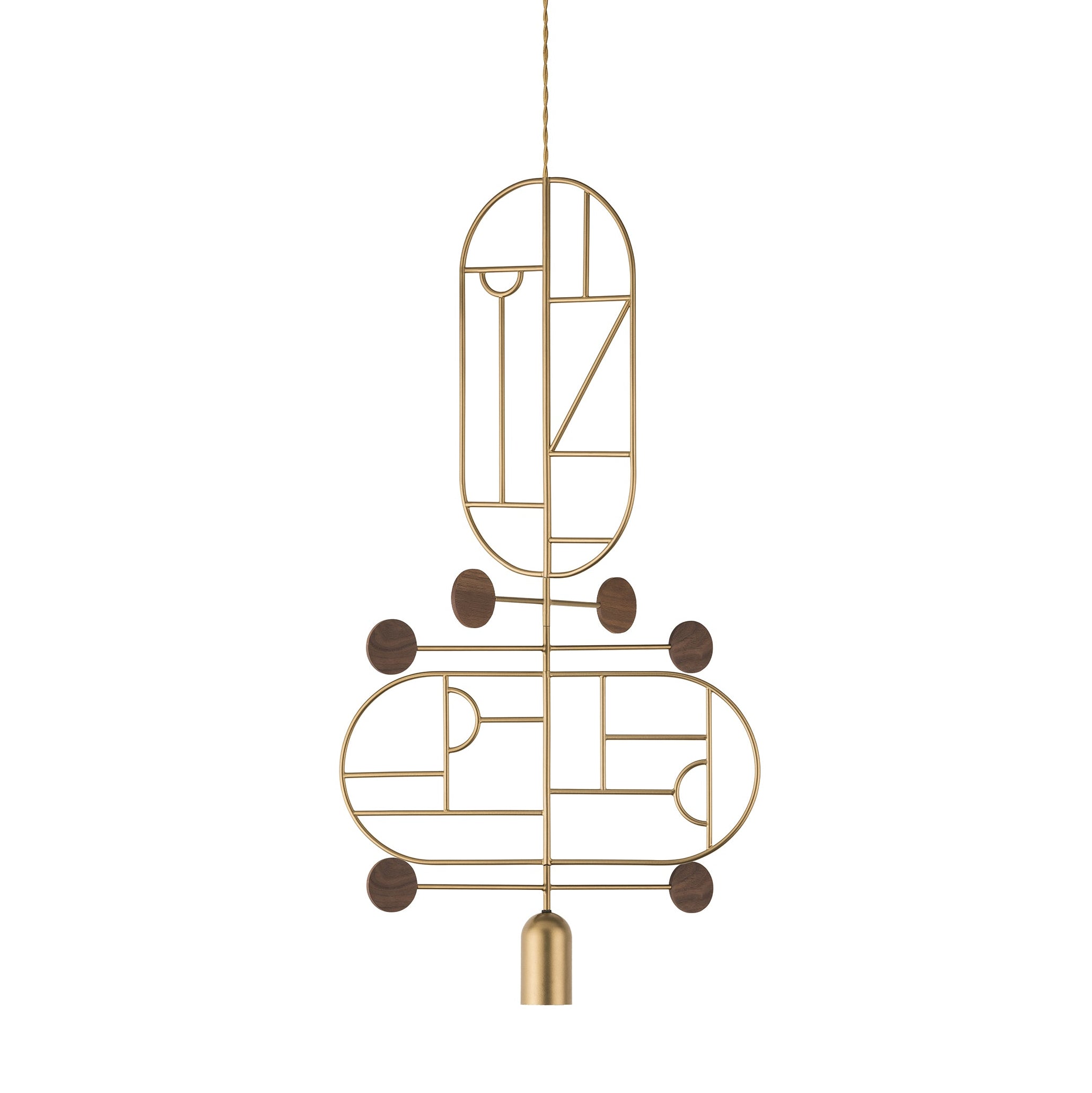 Lampa wisząca WOODEN DOTS WDS13 mosiężny z drewnem orzechowym