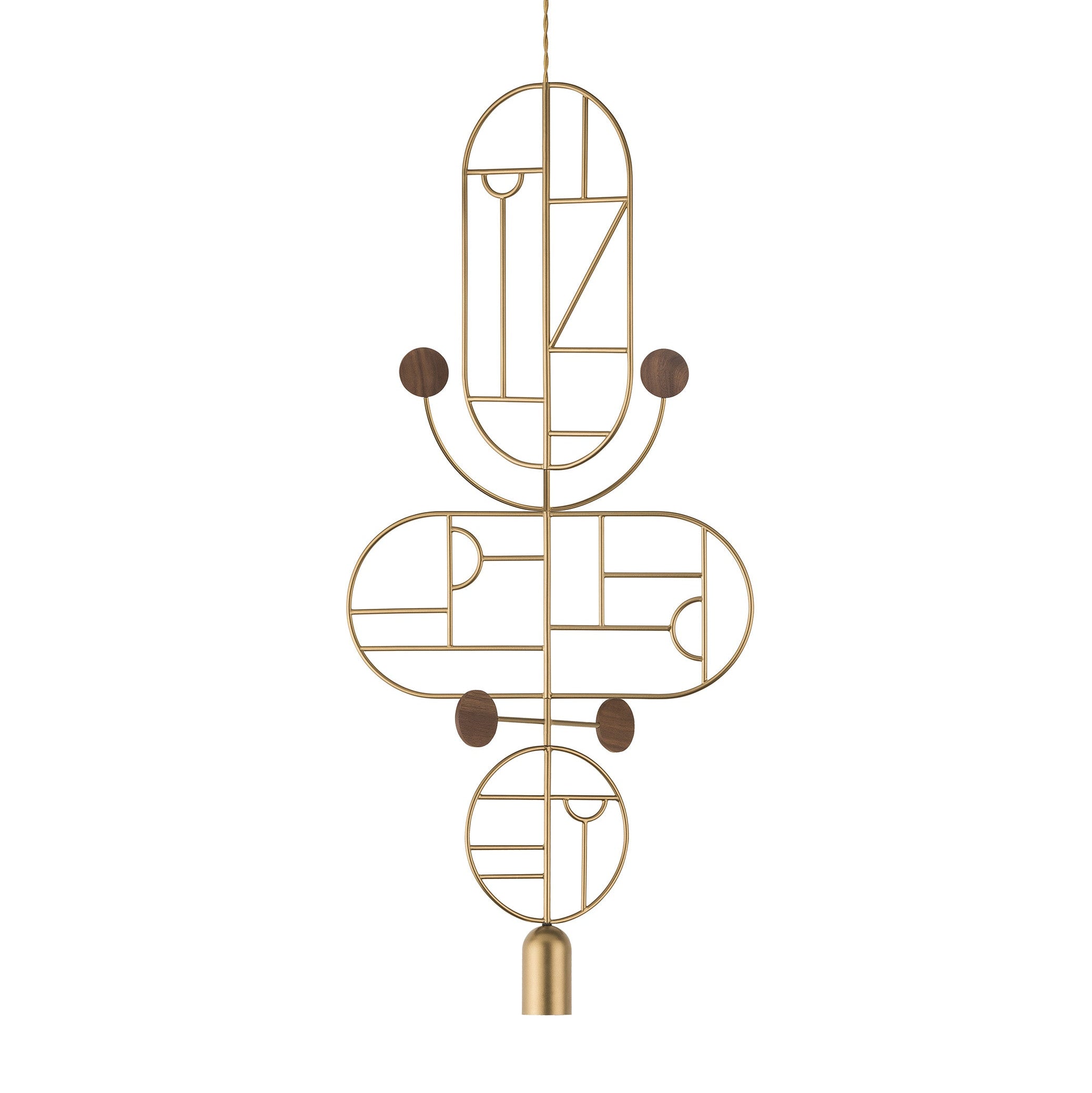 Pendelleuchte WOODEN DOTS WDS15 messing mit Nussbaumholz