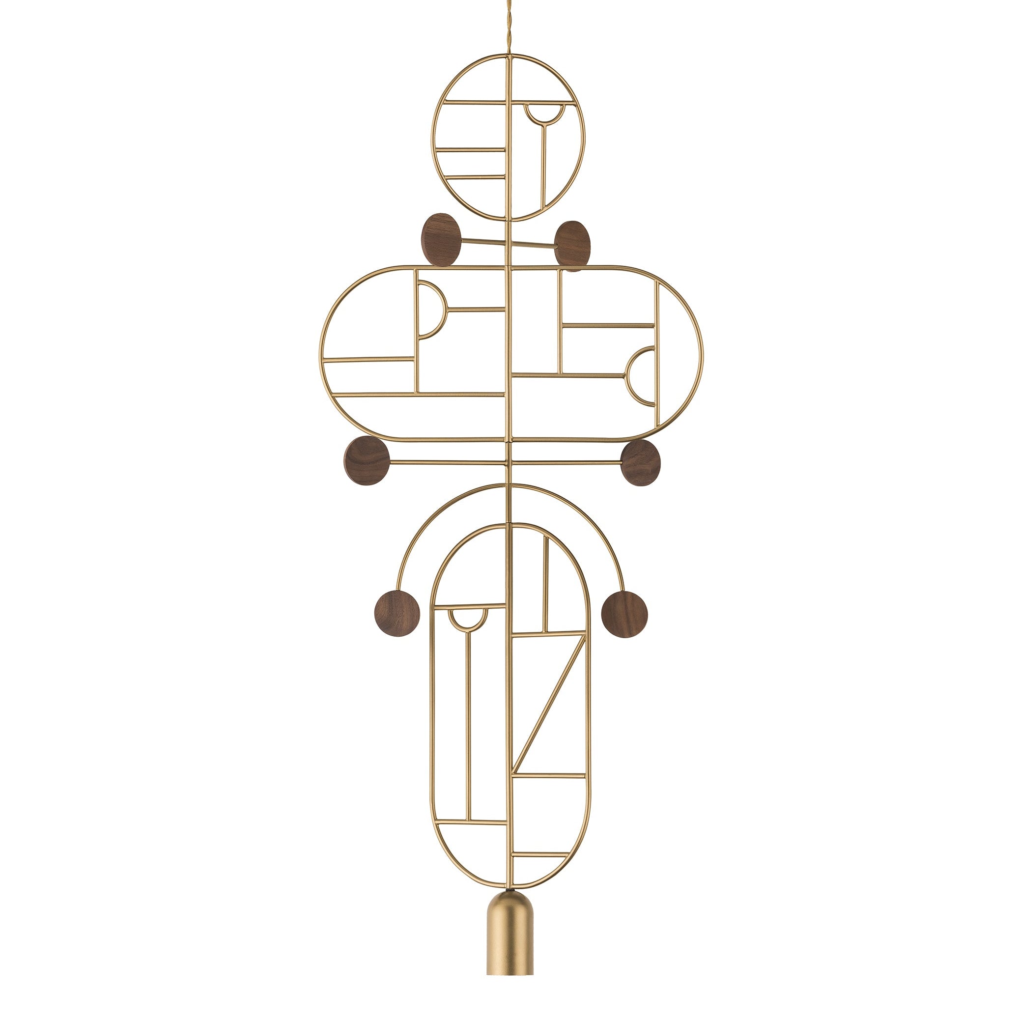 Pendelleuchte WOODEN DOTS WDS19 messing mit Nussbaumholz