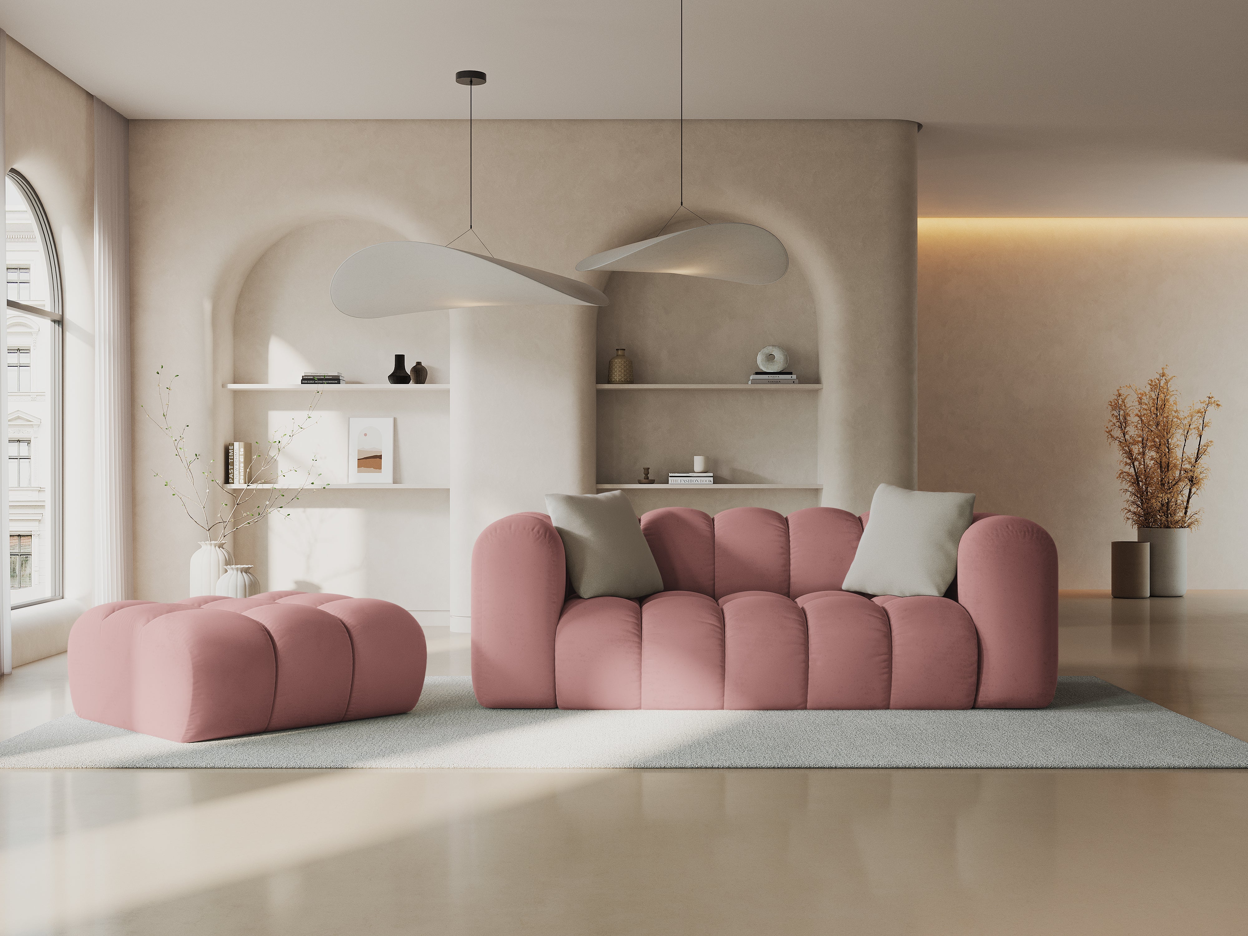 Sofa aksamitna 2-osobowa HALLEY różowy