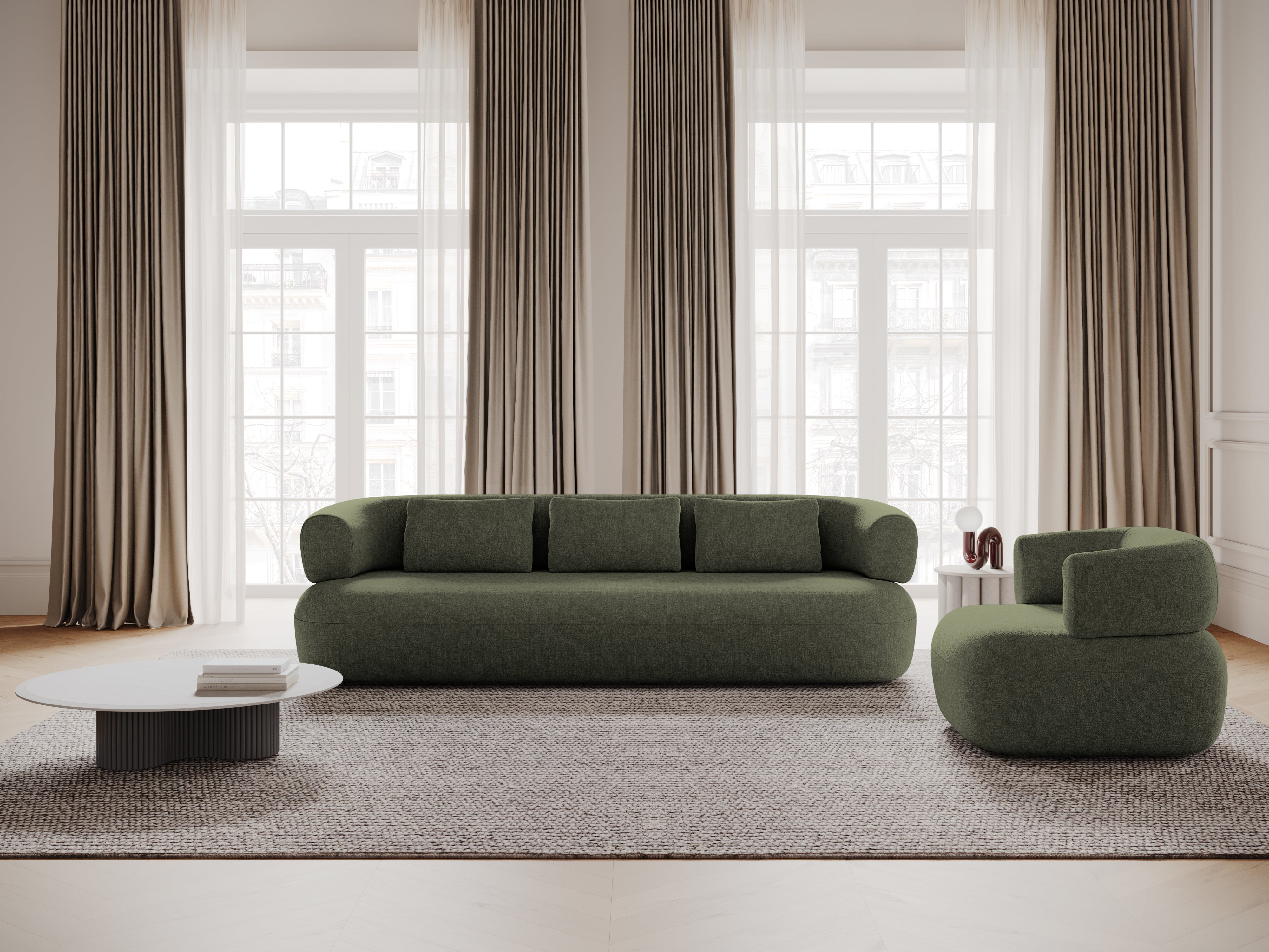 Sofa 3,5-osobowa ALDRIN zielony szenil