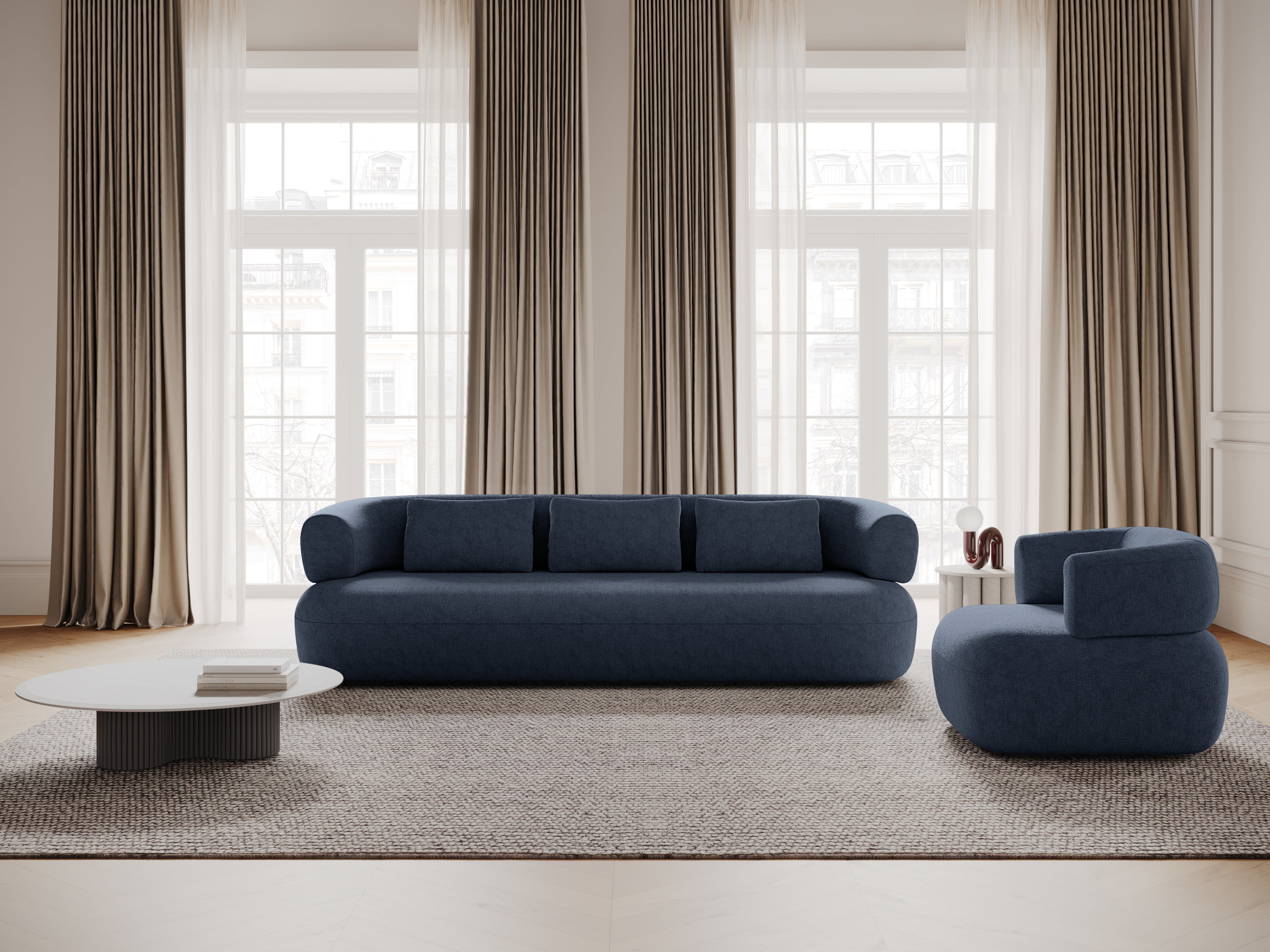 Sofa 3,5-osobowa ALDRIN granatowy szenil