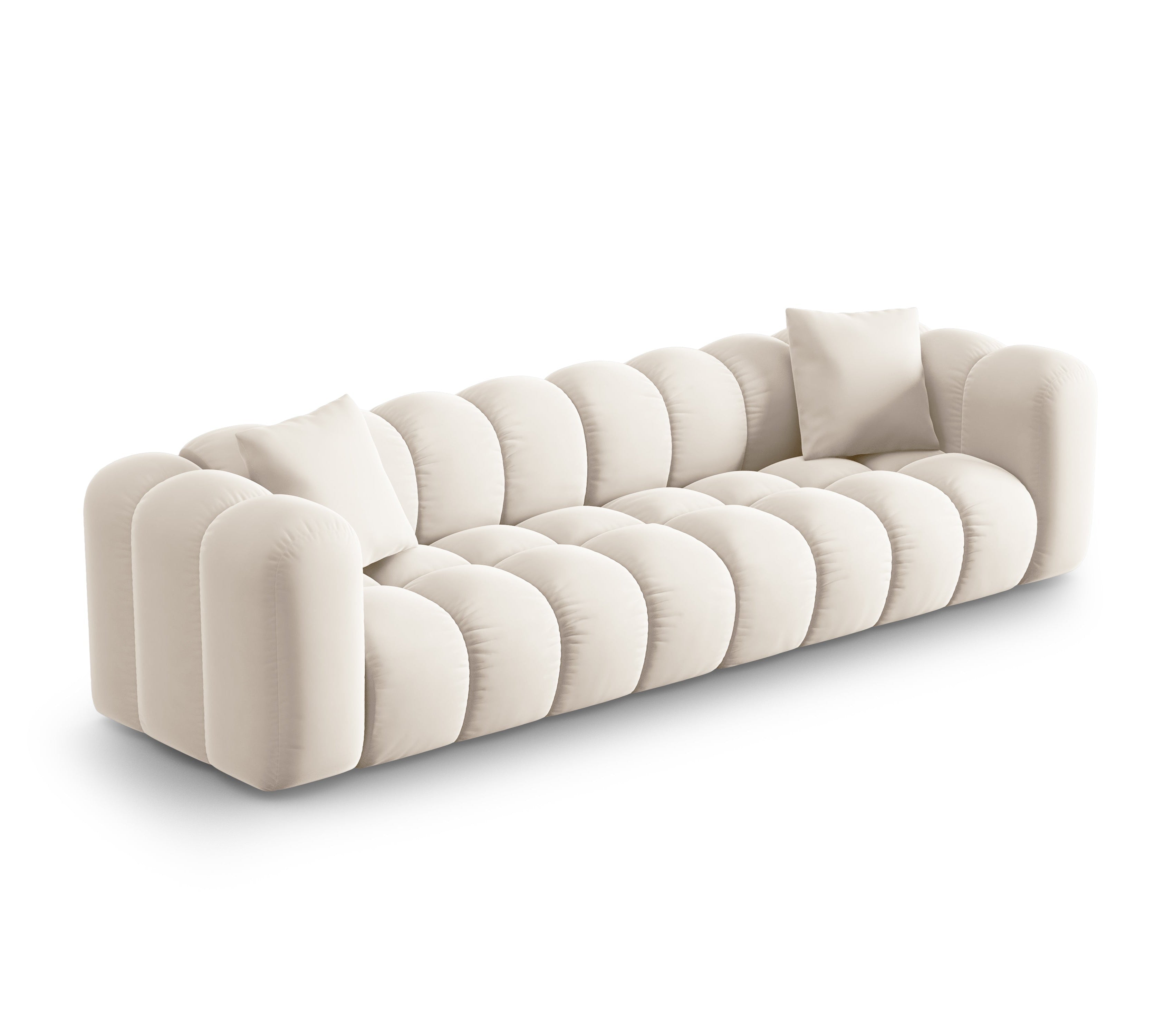 Velvet sofa 4-person light beige Halley