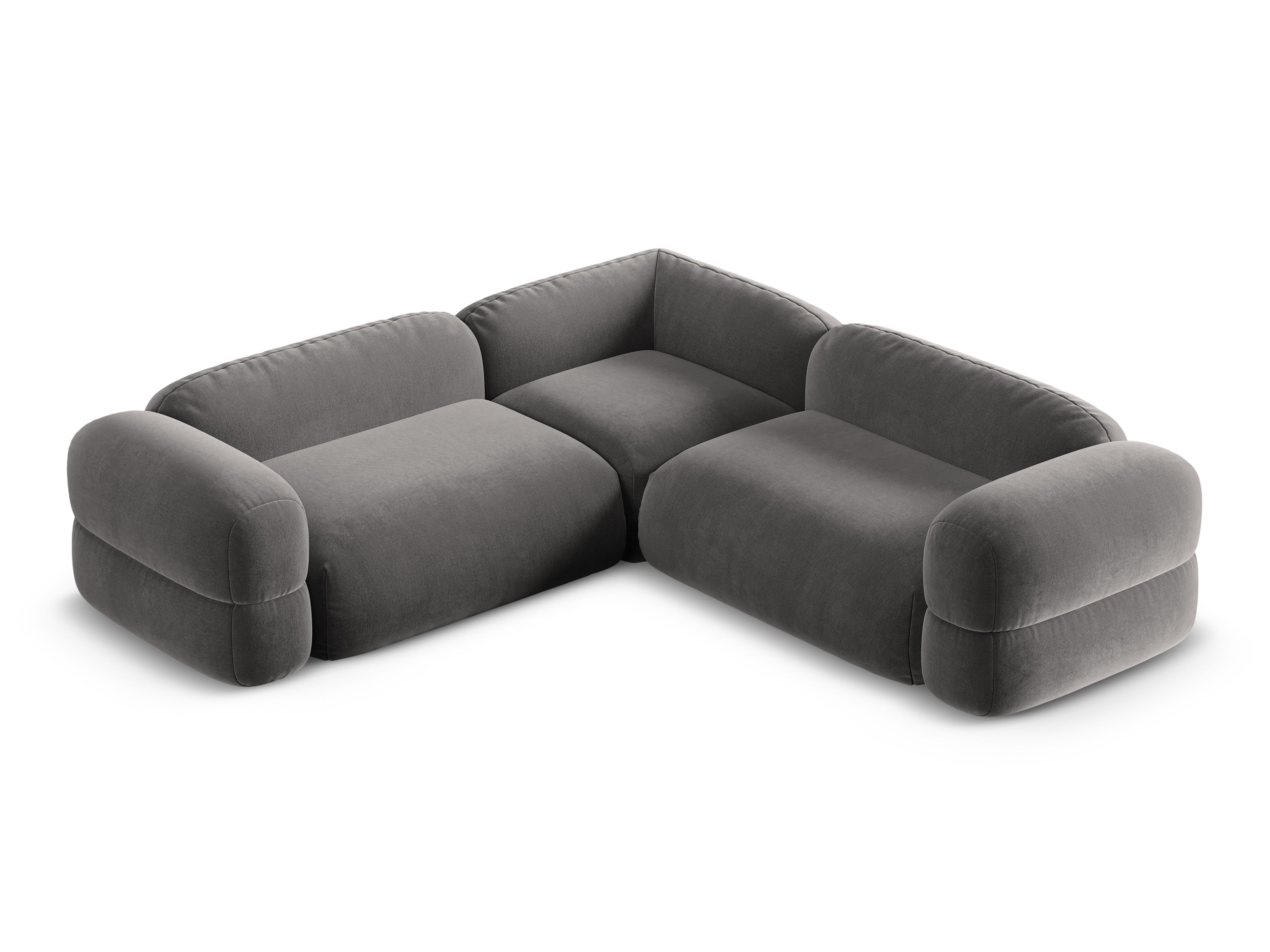 Symmetrische Samt-Eckcouch ROGER grau