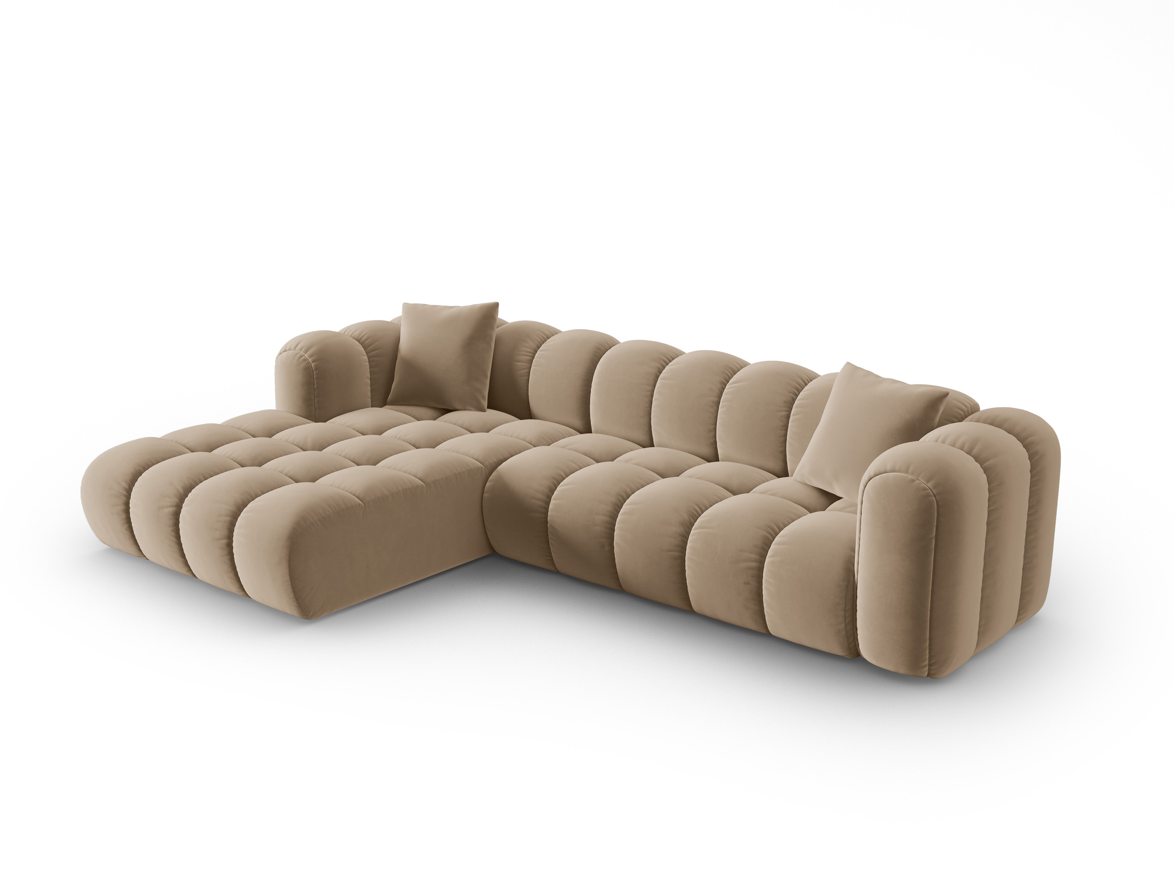 Velvet corner sofa for 4 people, left-sided, ASTRO sand