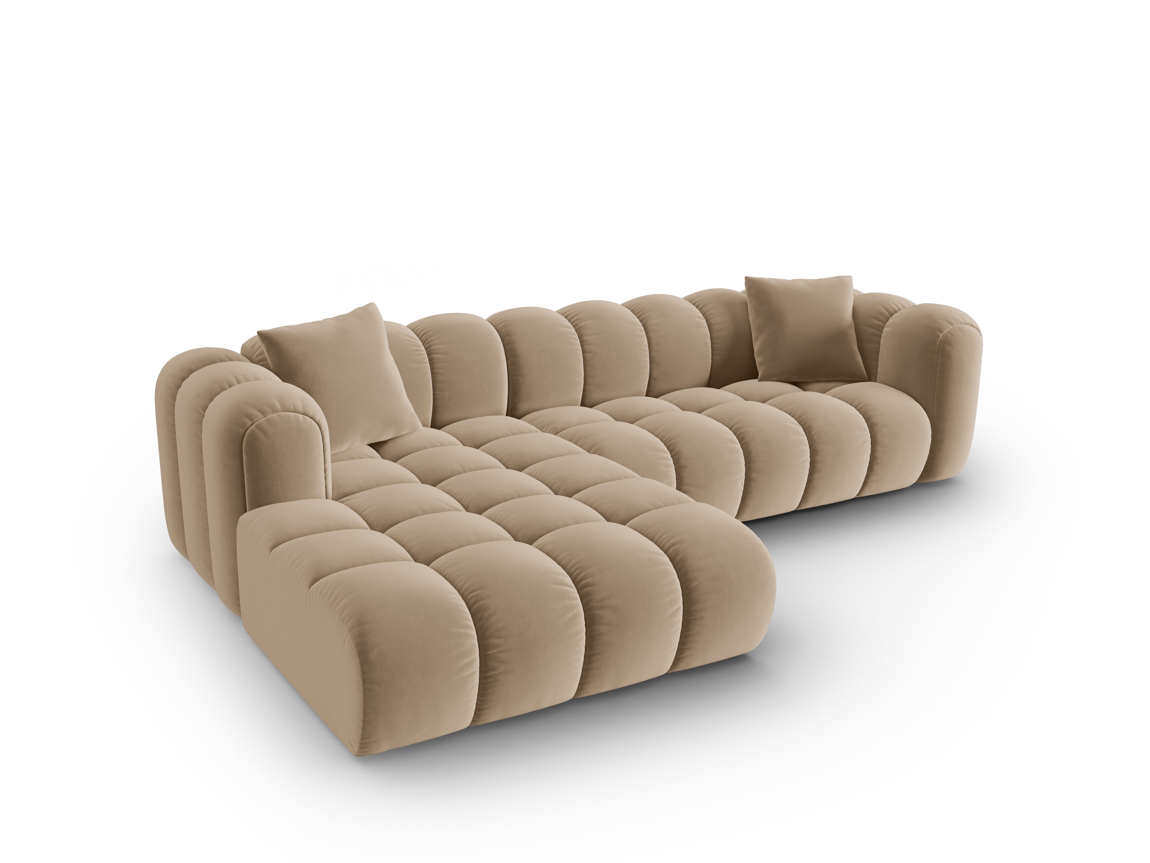 Velvet corner sofa for 4 people, left-sided, ASTRO sand