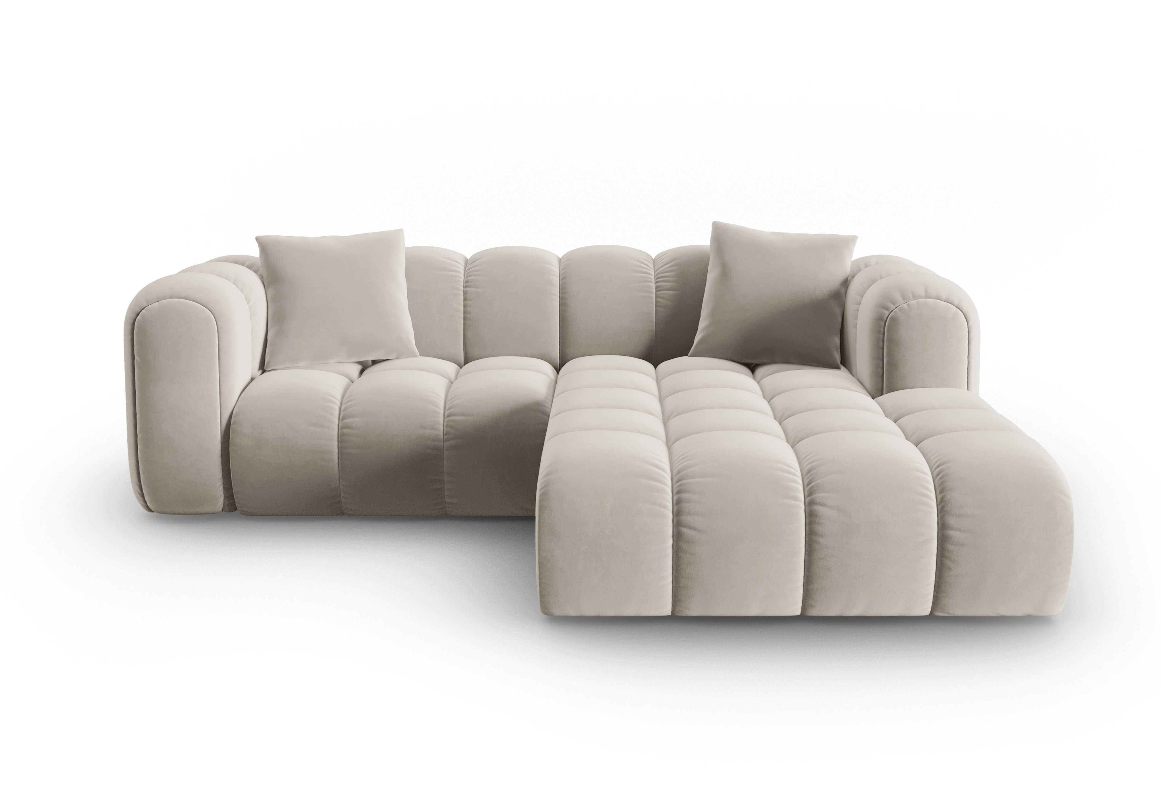 Samt-Ecksofa 3-sitzig rechts ASTRO ecru