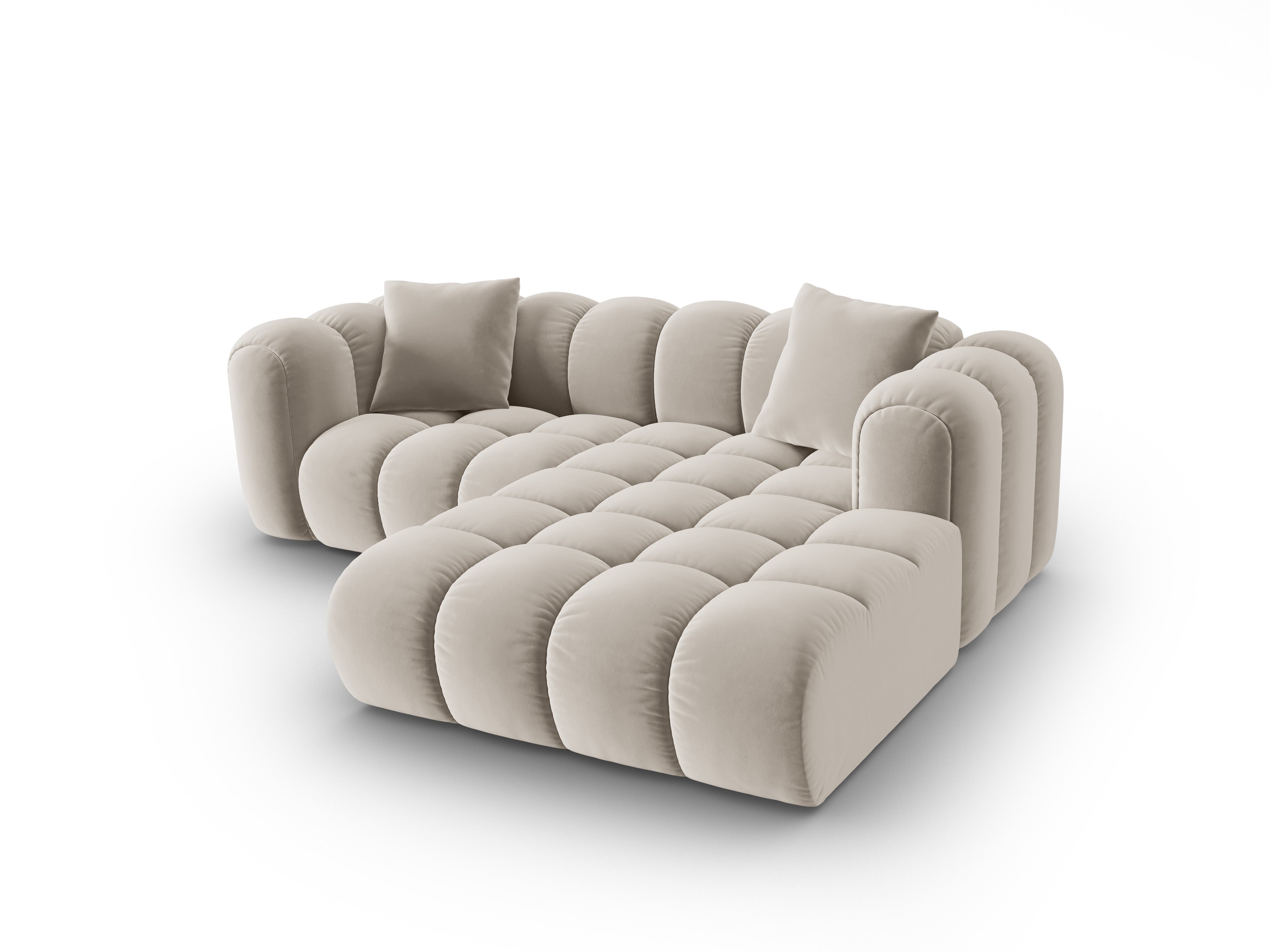 Samt-Ecksofa 3-sitzig rechts ASTRO ecru