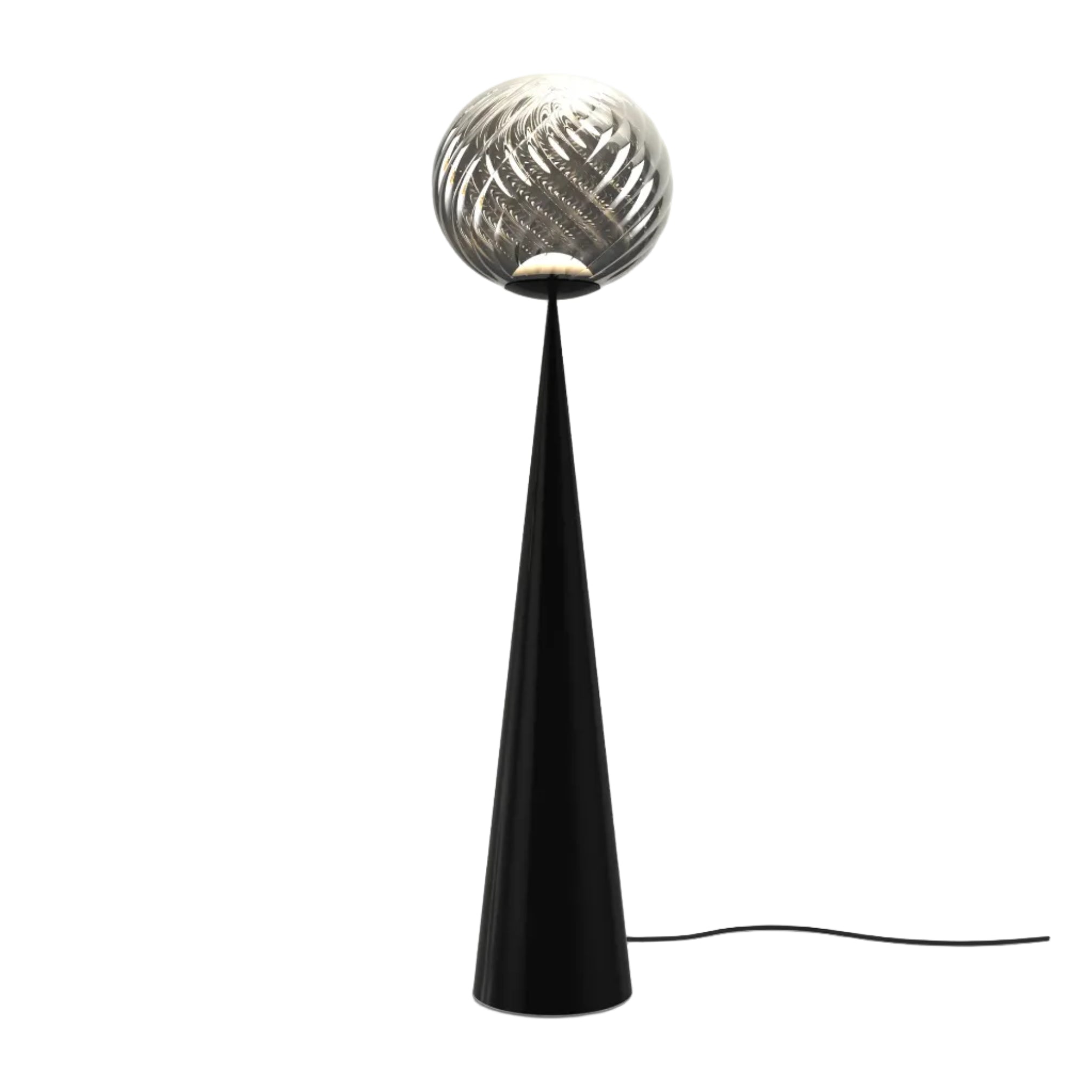 Lampa podłogowa WHIRL FAT CONE srebrny z czarną podstawą