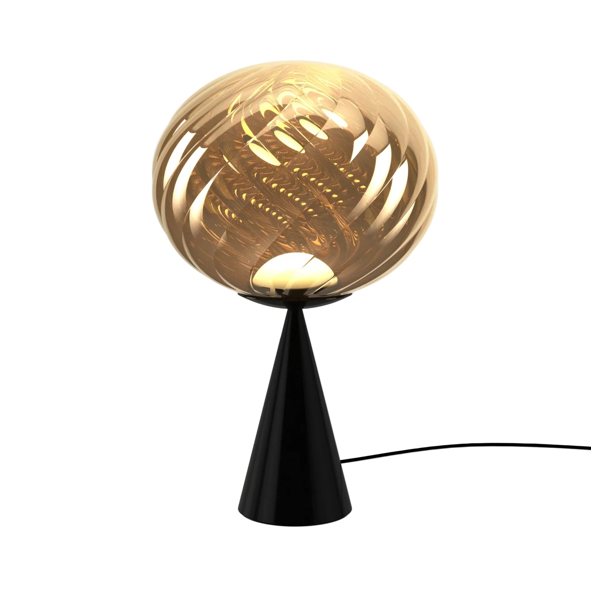 Tischlampe WHIRL gold mit schwarzem Fuß