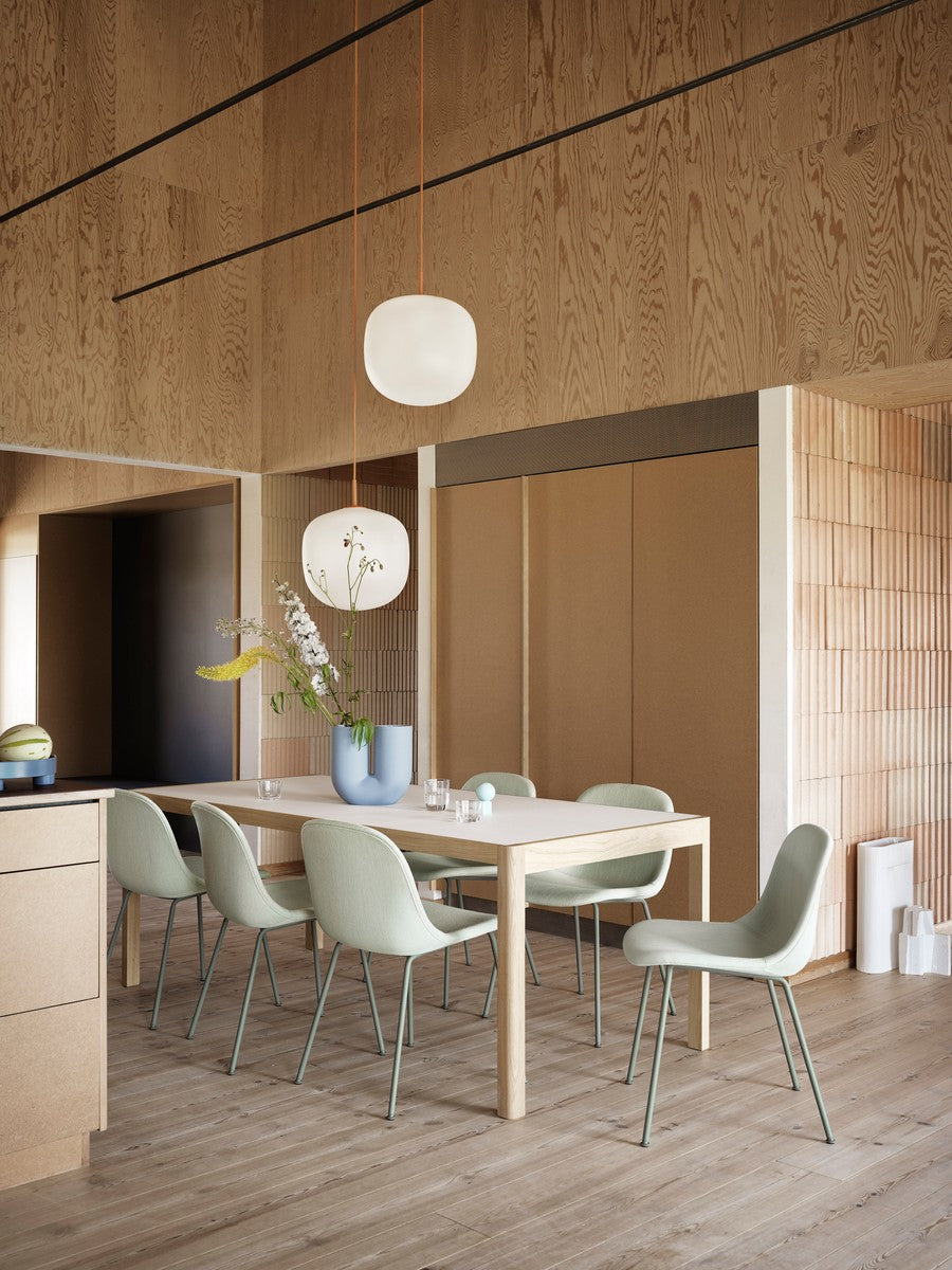 Stół WORKSHOP szare linoleum z dębową podstawą