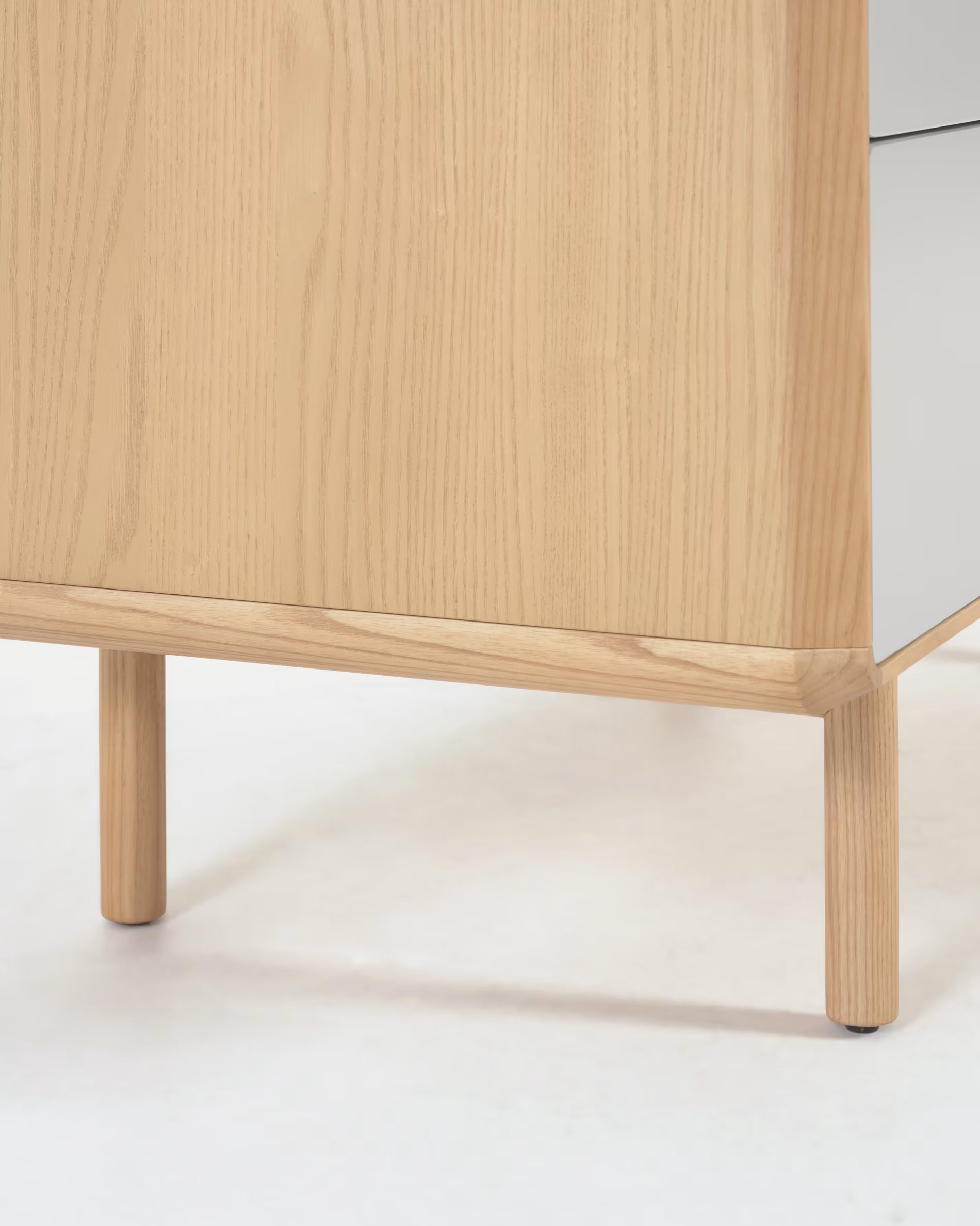 ANIELLE Nightstand Light Gray with Wood