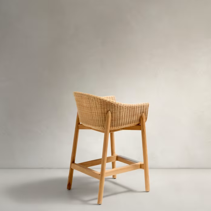 External hocher galea wooden teke with rattan seat