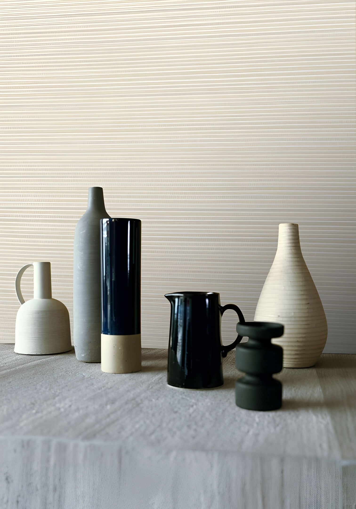 Strukturierte Tapete, die pflanzliches Leinen imitiert PANDAN - PERLE perlmuttfarben